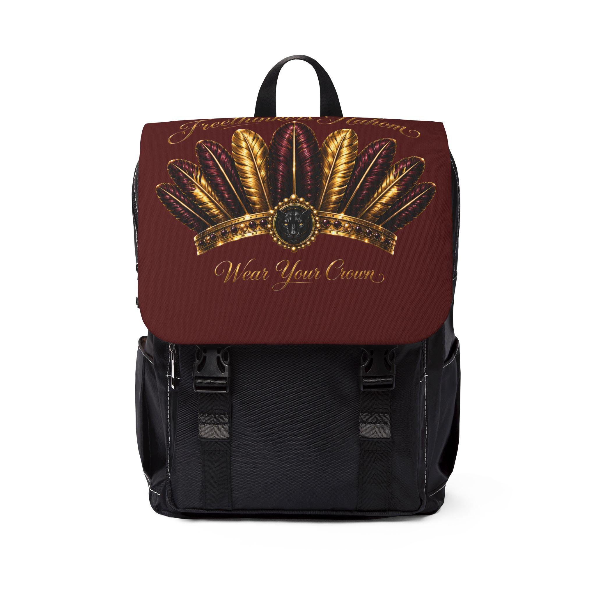Wear Your Crown Backpack Regal Feather Crown Shoulder Backpack