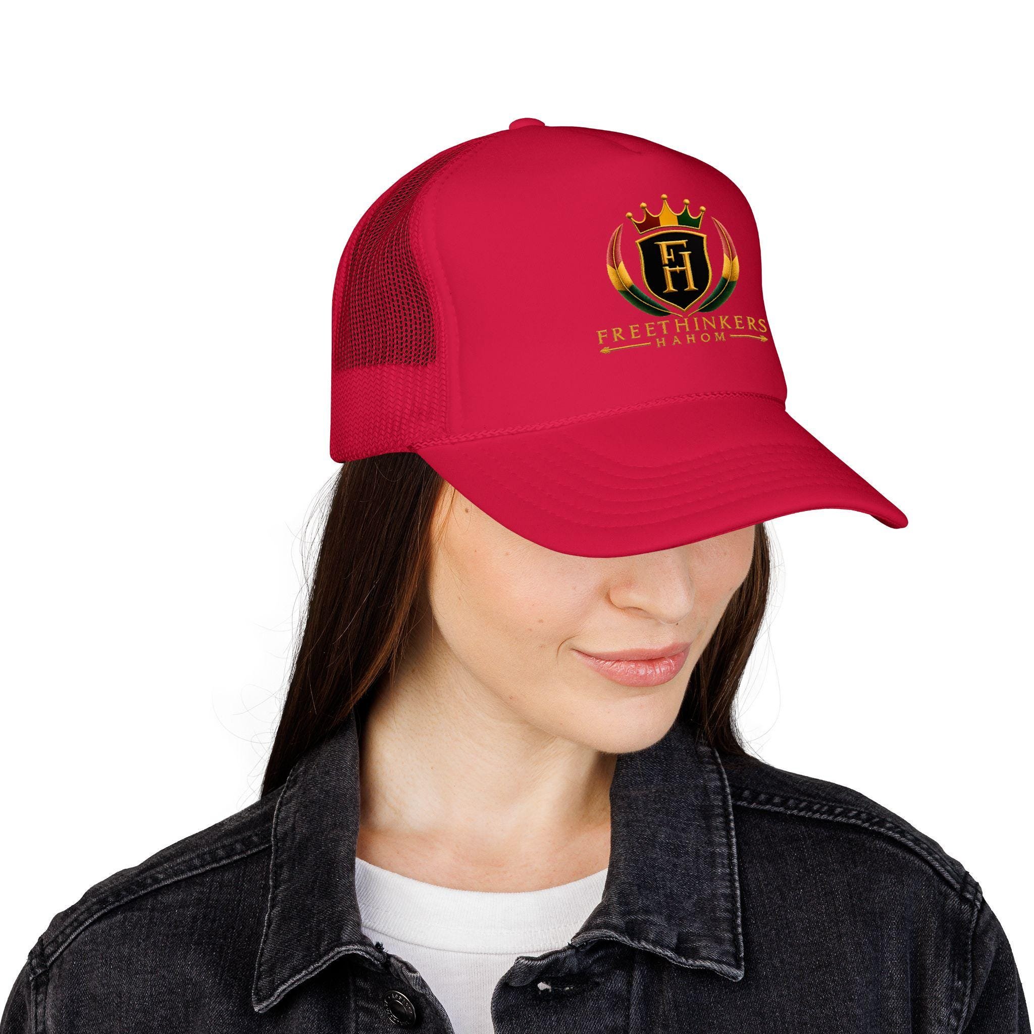 FreeThinkers Harok Logo Trucker Hat Crown Shield Emblem Mesh Cap, view 10