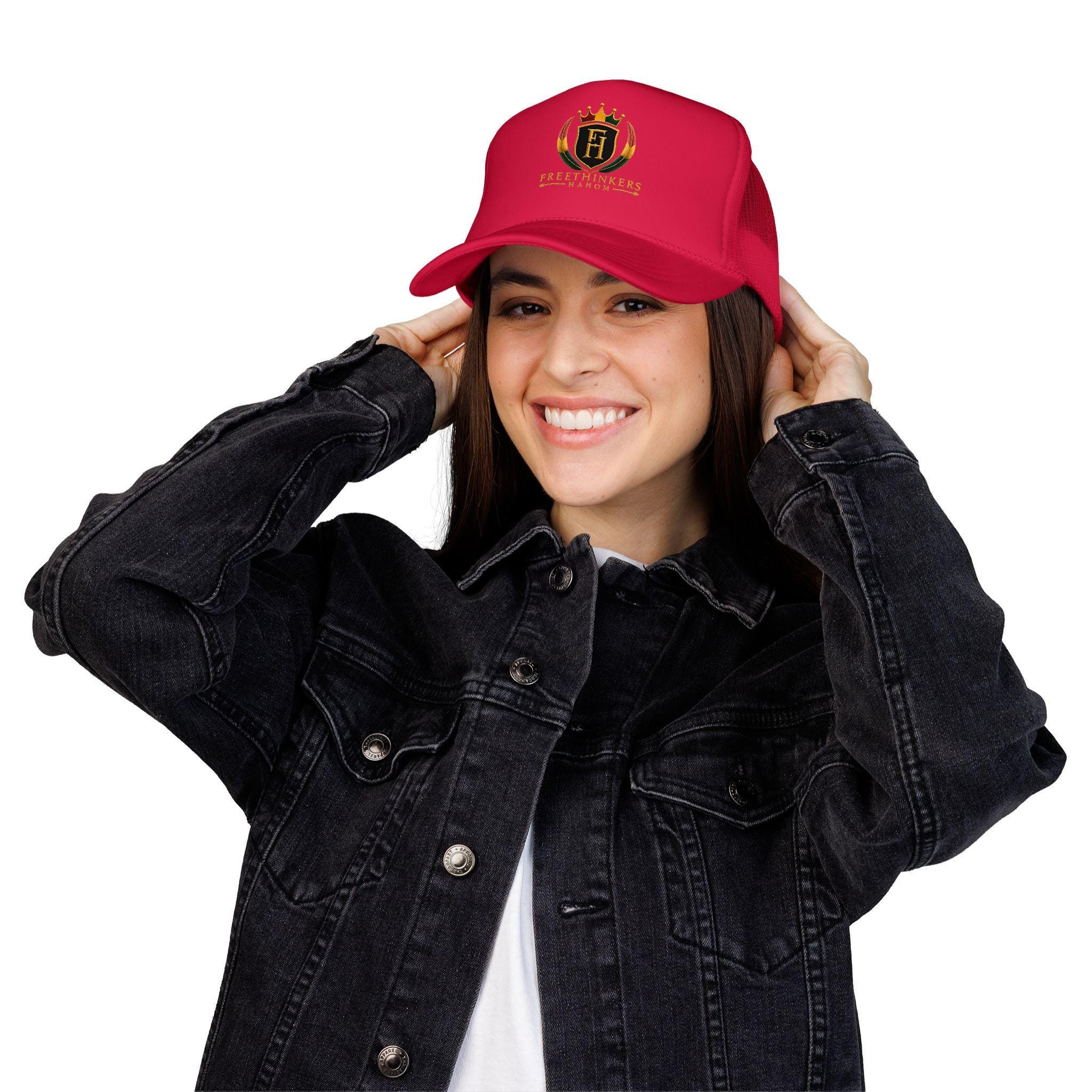 FreeThinkers Harok Logo Trucker Hat Crown Shield Emblem Mesh Cap, view 11