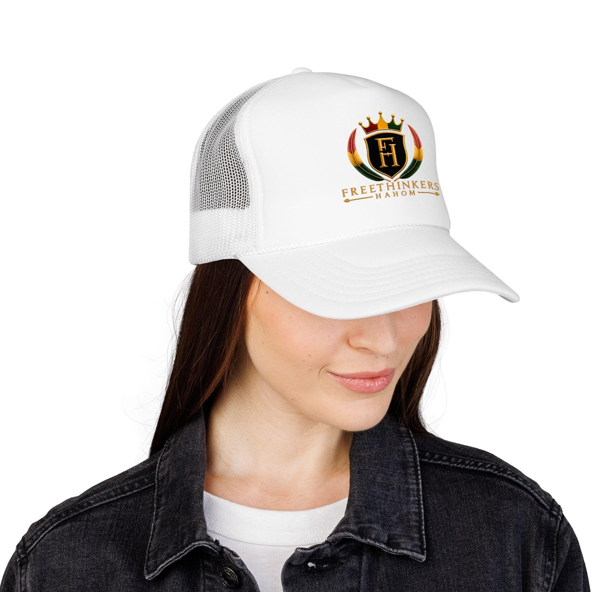 FreeThinkers Harok Logo Trucker Hat Crown Shield Emblem Mesh Cap, view 4