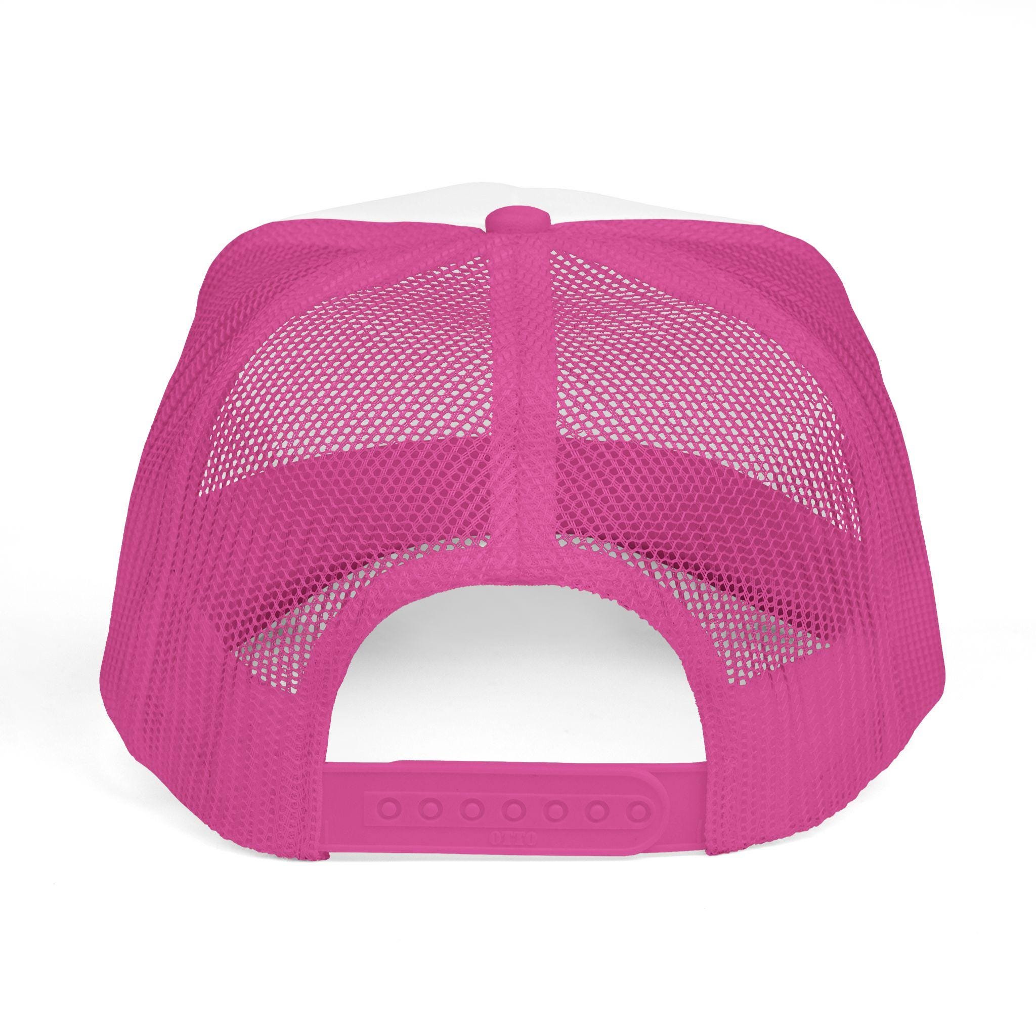 FreeThinkers HAHOM Feather Flame Logo Foam Trucker Hat | Pink White Mesh, view 6