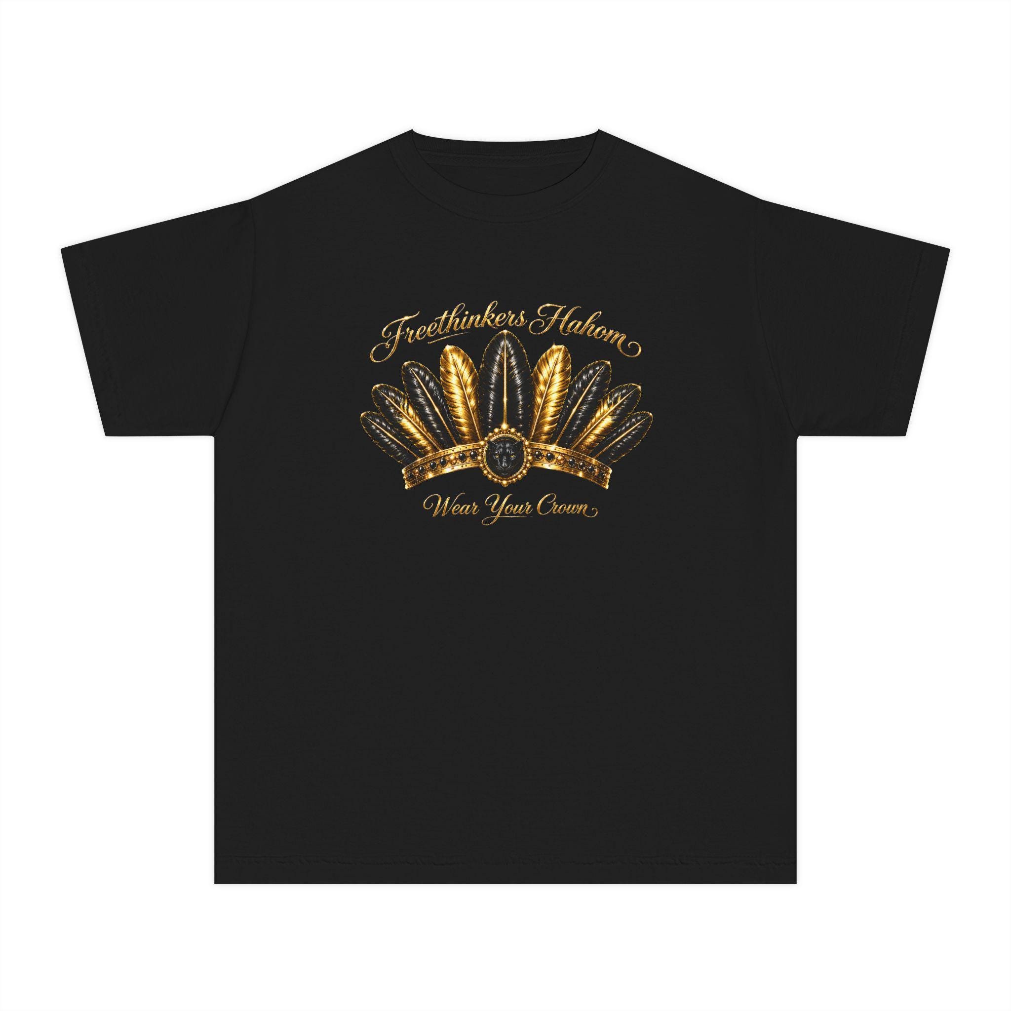 Feather Crown Tee children Yellow sunflower feathers hand-lettered script, view 4