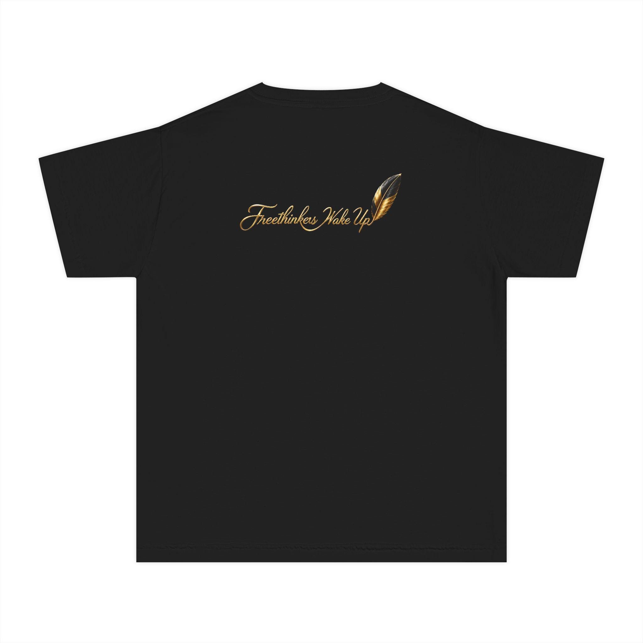 Feather Crown Tee children Yellow sunflower feathers hand-lettered script, view 5