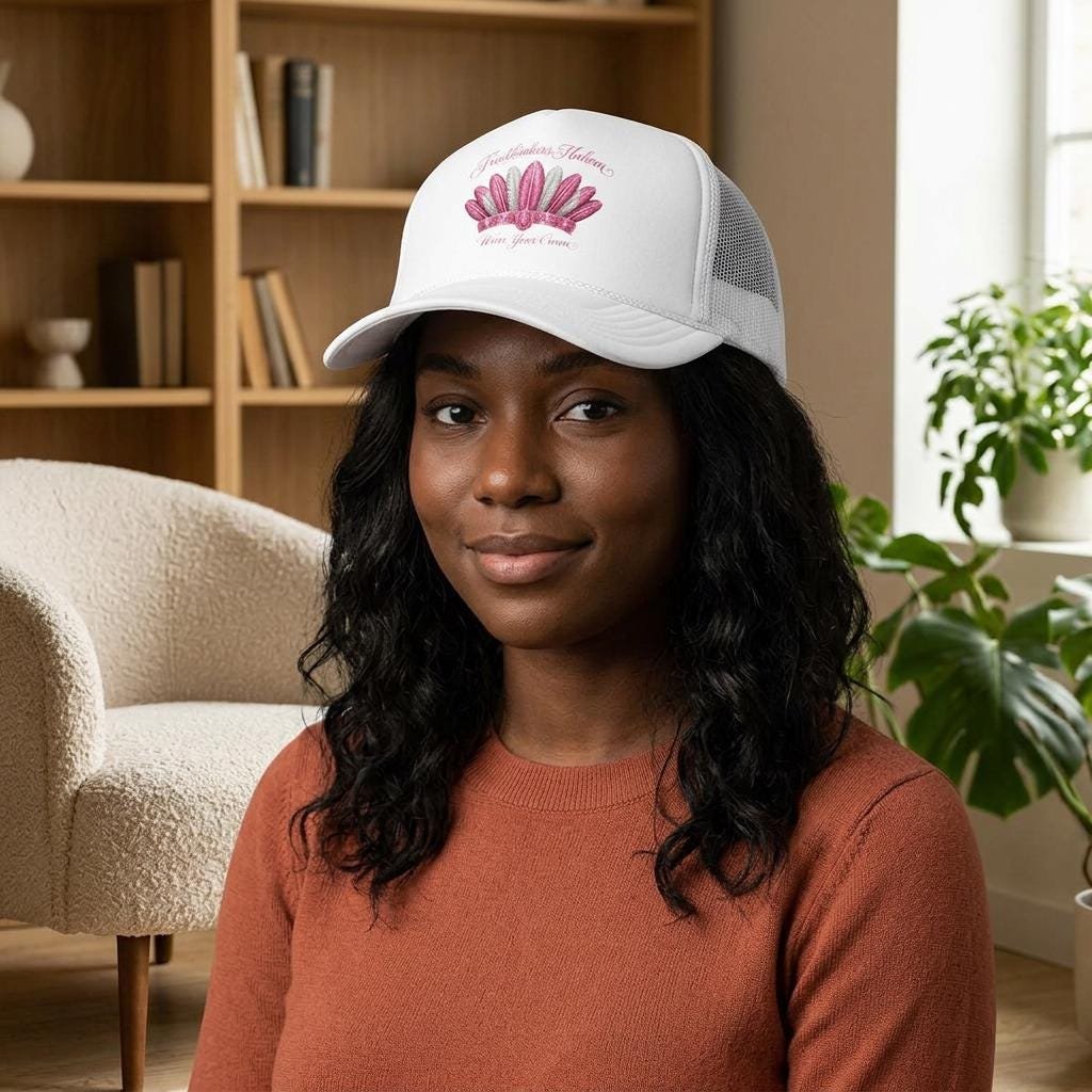 Pink Feather Crown Foam Trucker Hat