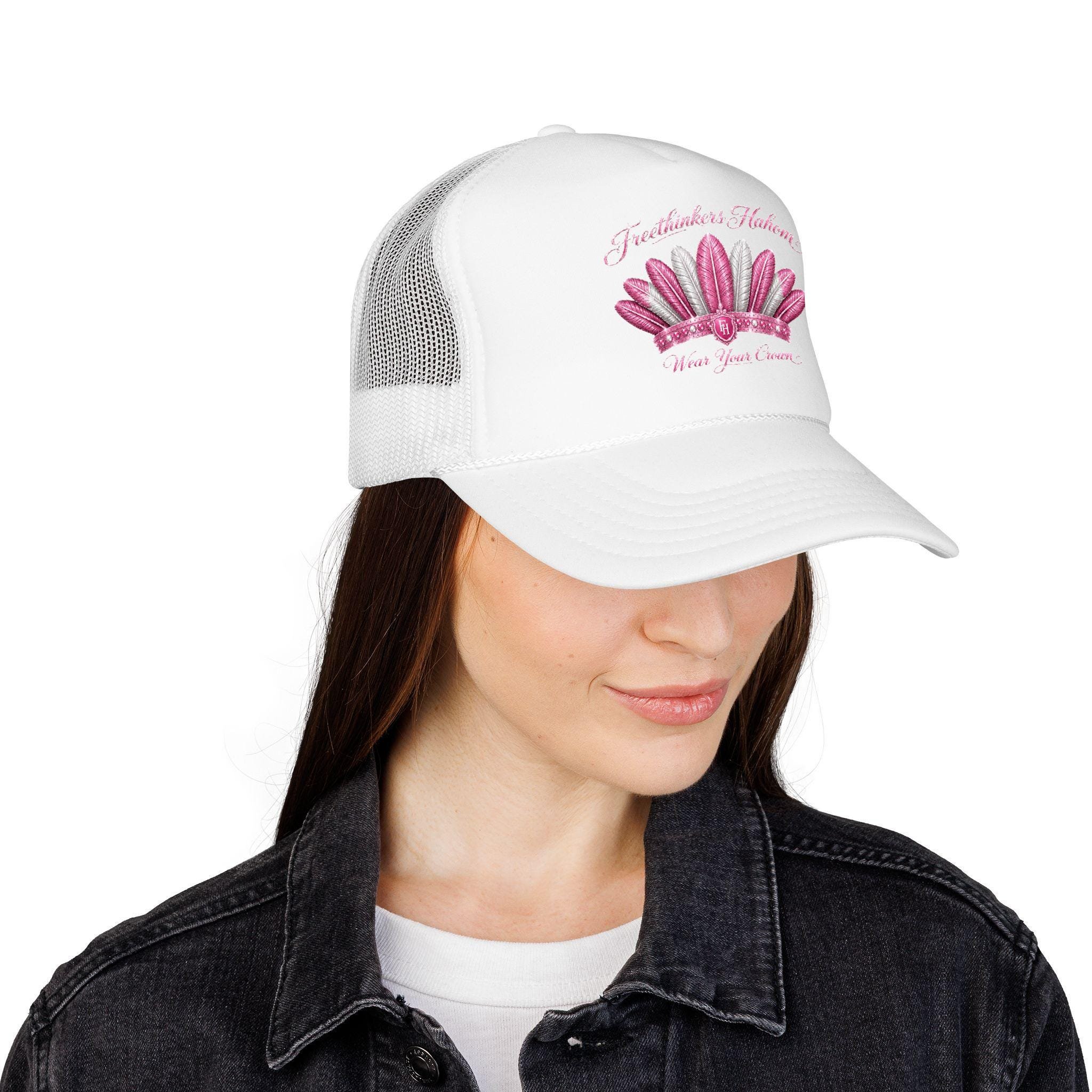 Pink Feather Crown Foam Trucker Hat, view 10