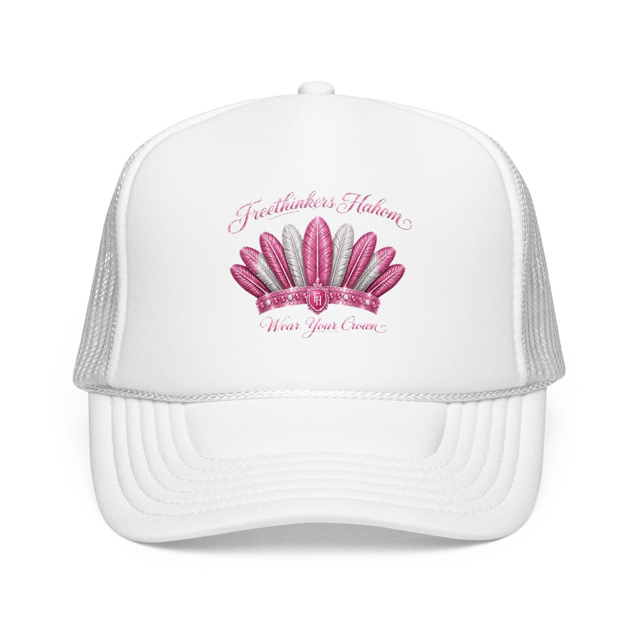 Pink Feather Crown Foam Trucker Hat, view 2