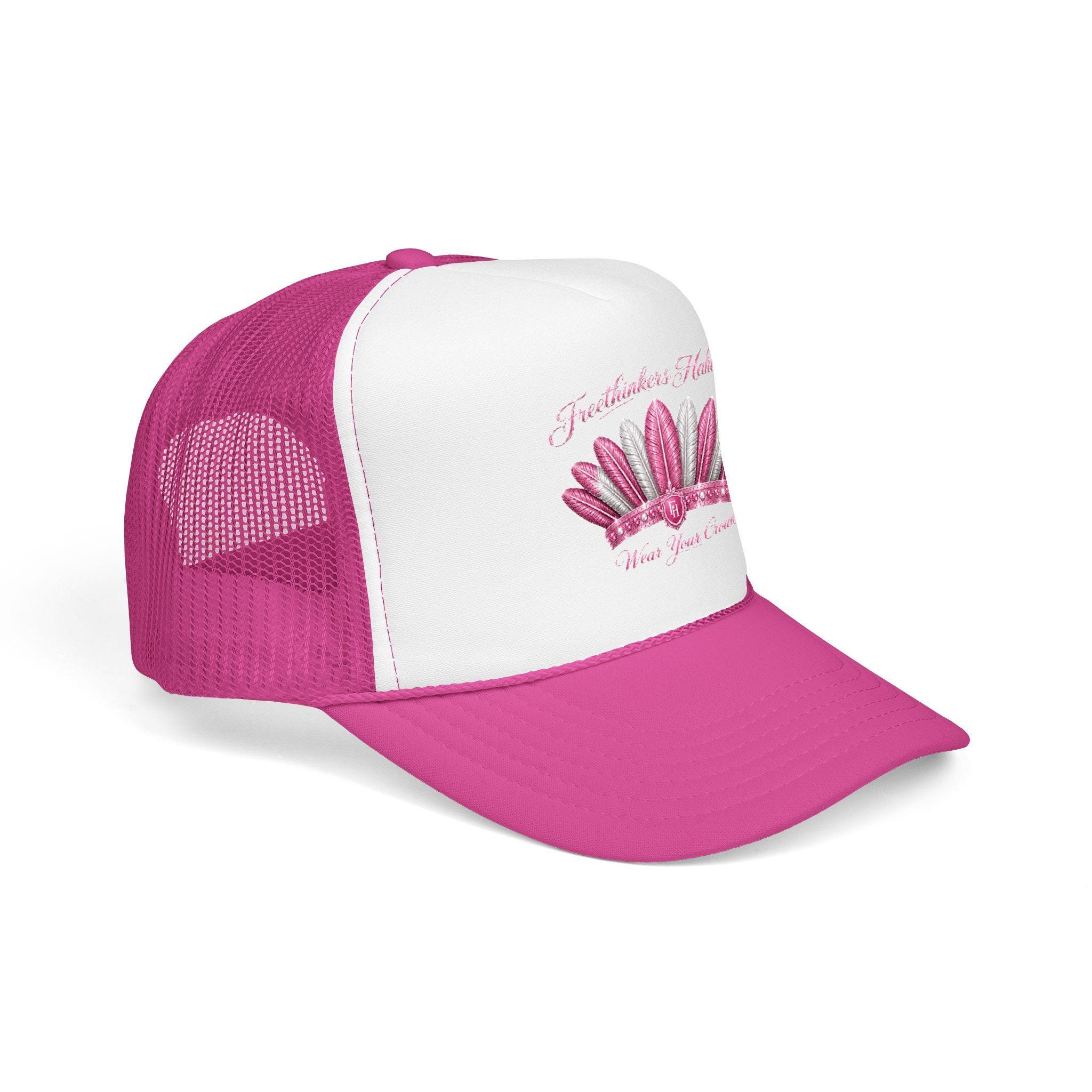 Pink Feather Crown Foam Trucker Hat, view 5