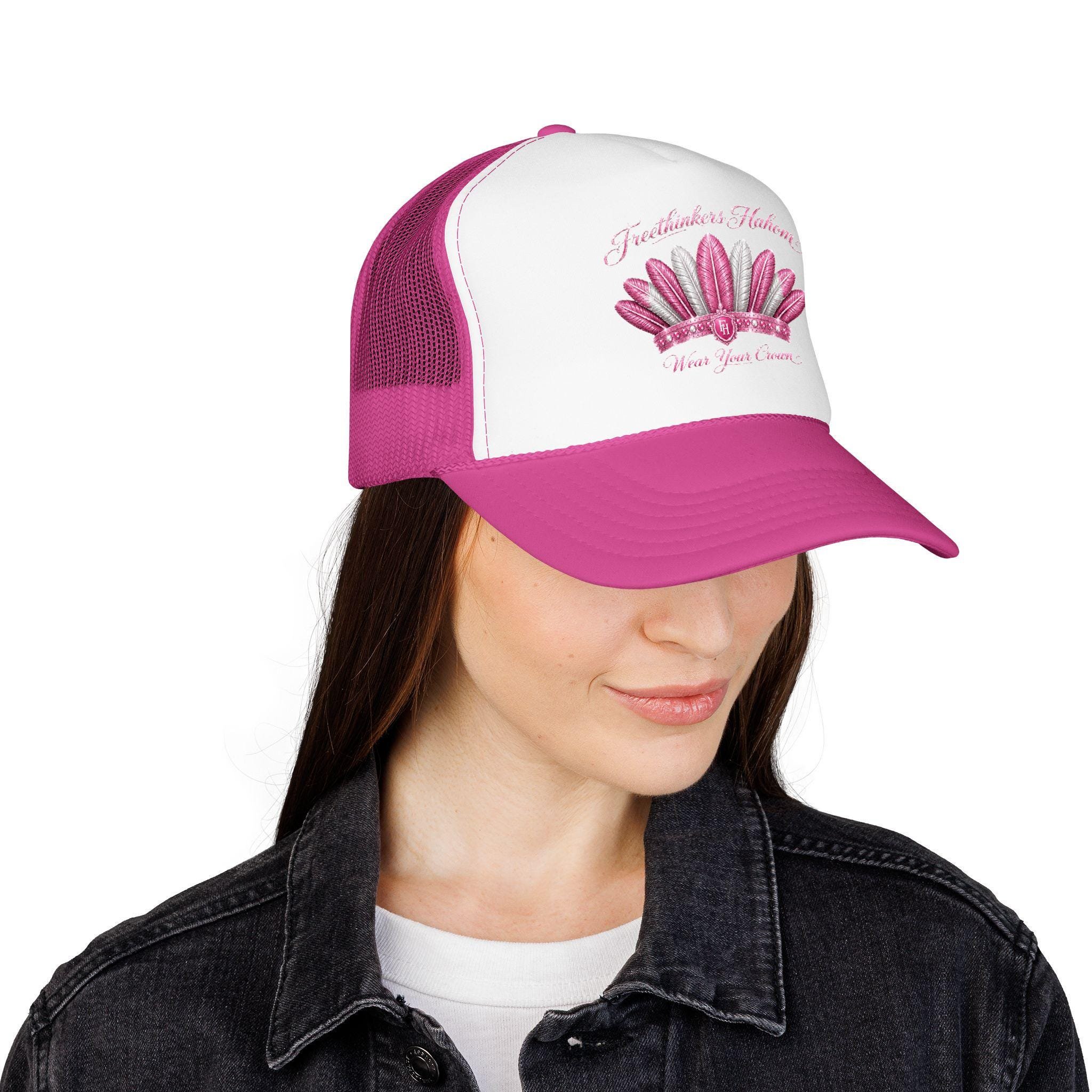 Pink Feather Crown Foam Trucker Hat, view 8