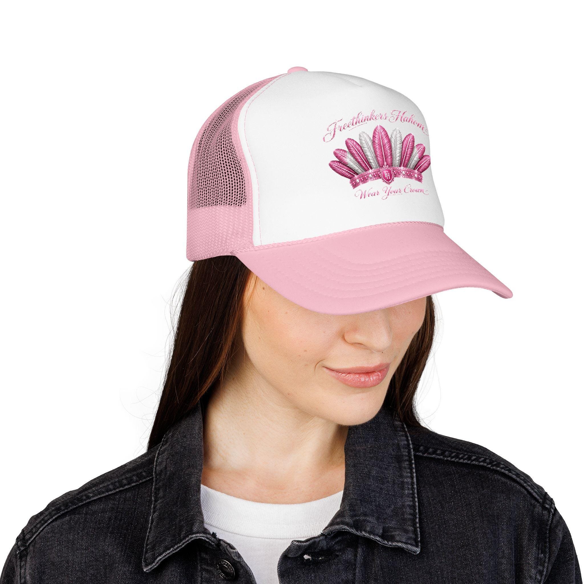 Pink Feather Crown Foam Trucker Hat, view 9