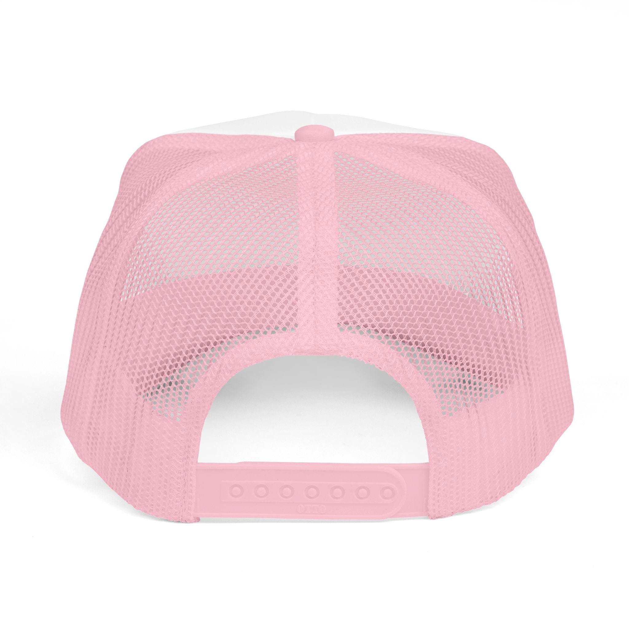 Pink Feather Crown Foam Trucker Hat Logo, view 10