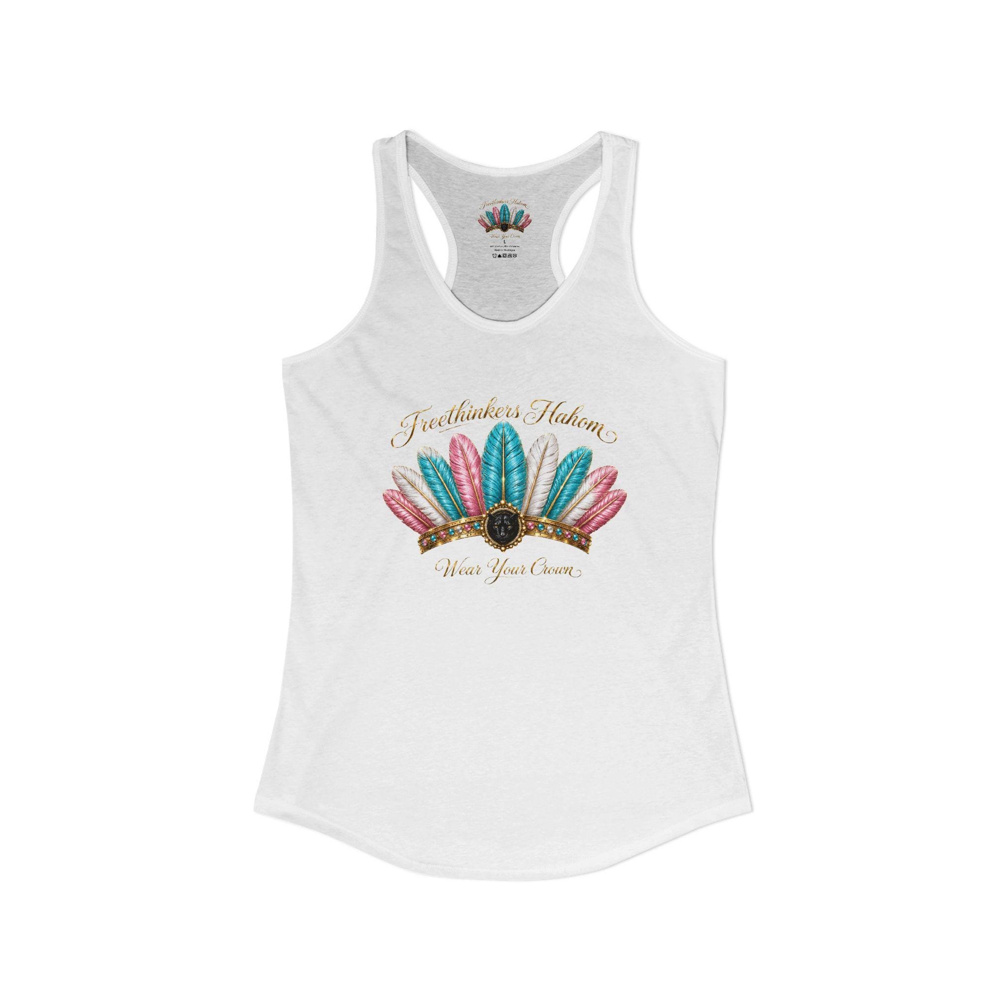 Freethinkers Hahom Feathered Cotton Candy Crown Women's Ideal Racerback Tank, view 2