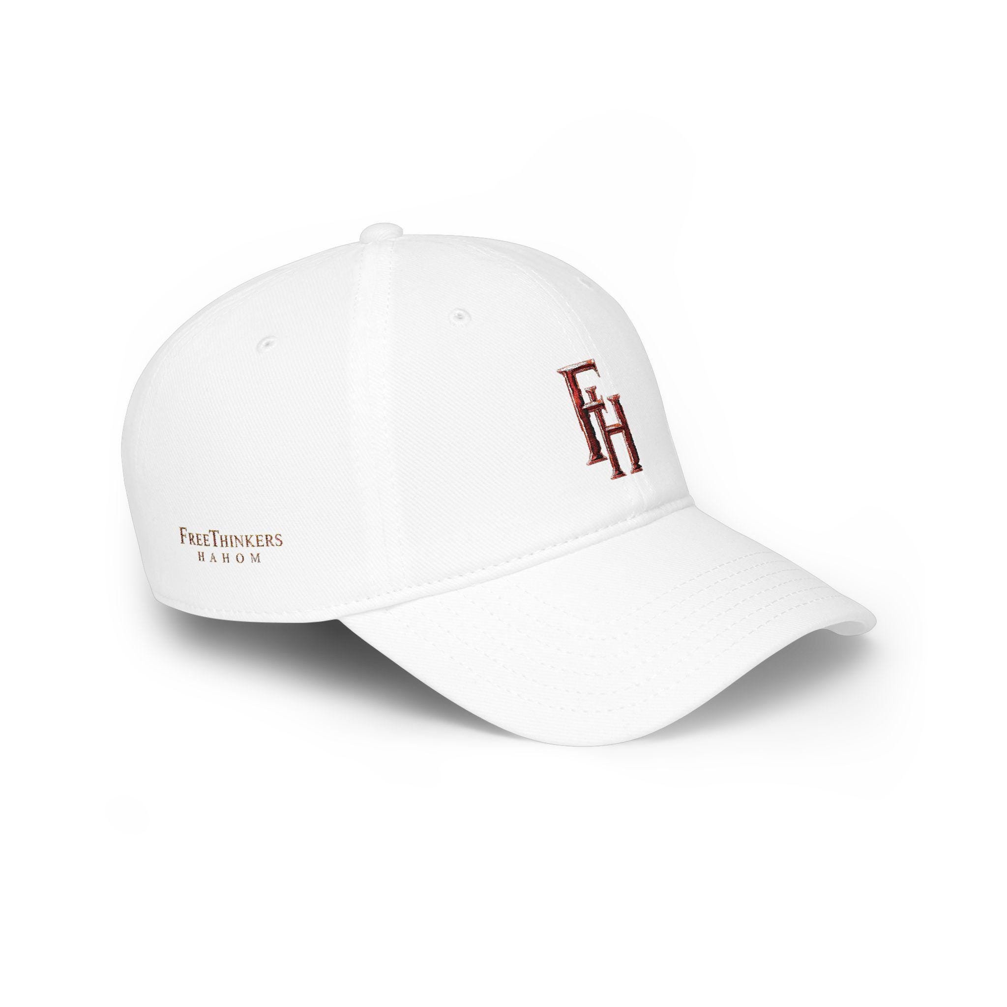 Freethinkers Hahom Embroidered Initials white and Black Low Profile Caps
