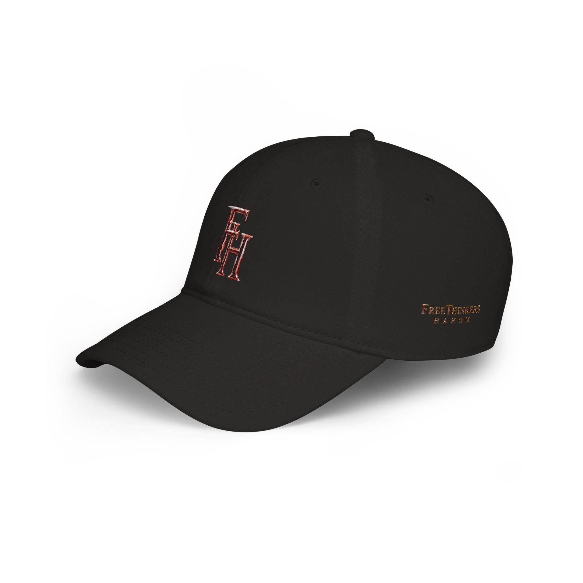 Freethinkers Hahom Embroidered Initials white and Black Low Profile Caps, view 4