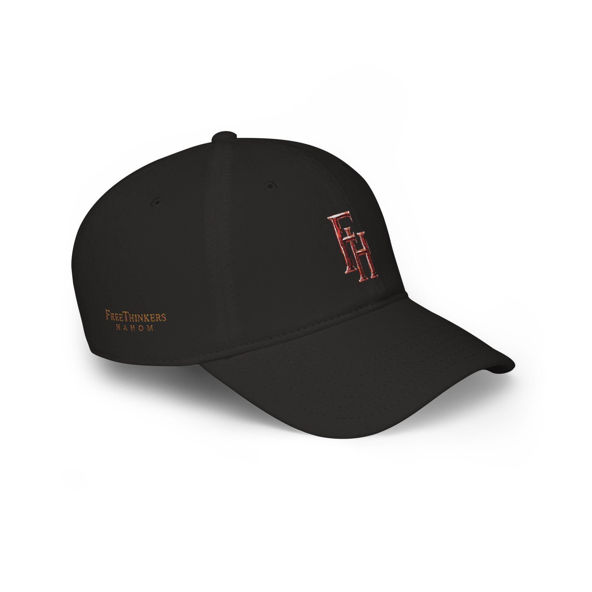Freethinkers Hahom Embroidered Initials white and Black Low Profile Caps, view 5