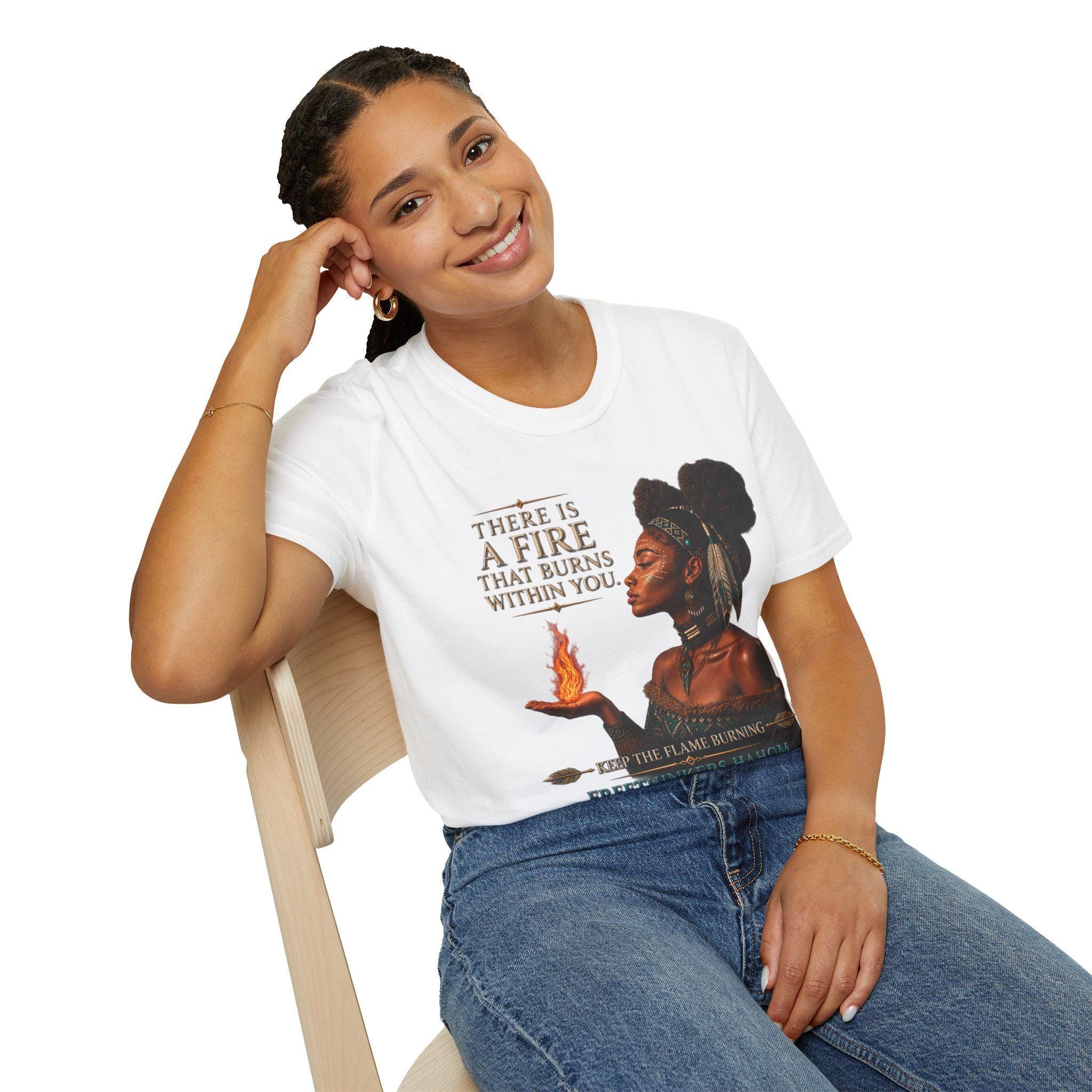 There Is A Fire That Burns Within You T-Shirt | Indigenous Woman Portrait, Inspirational Quote, view 16