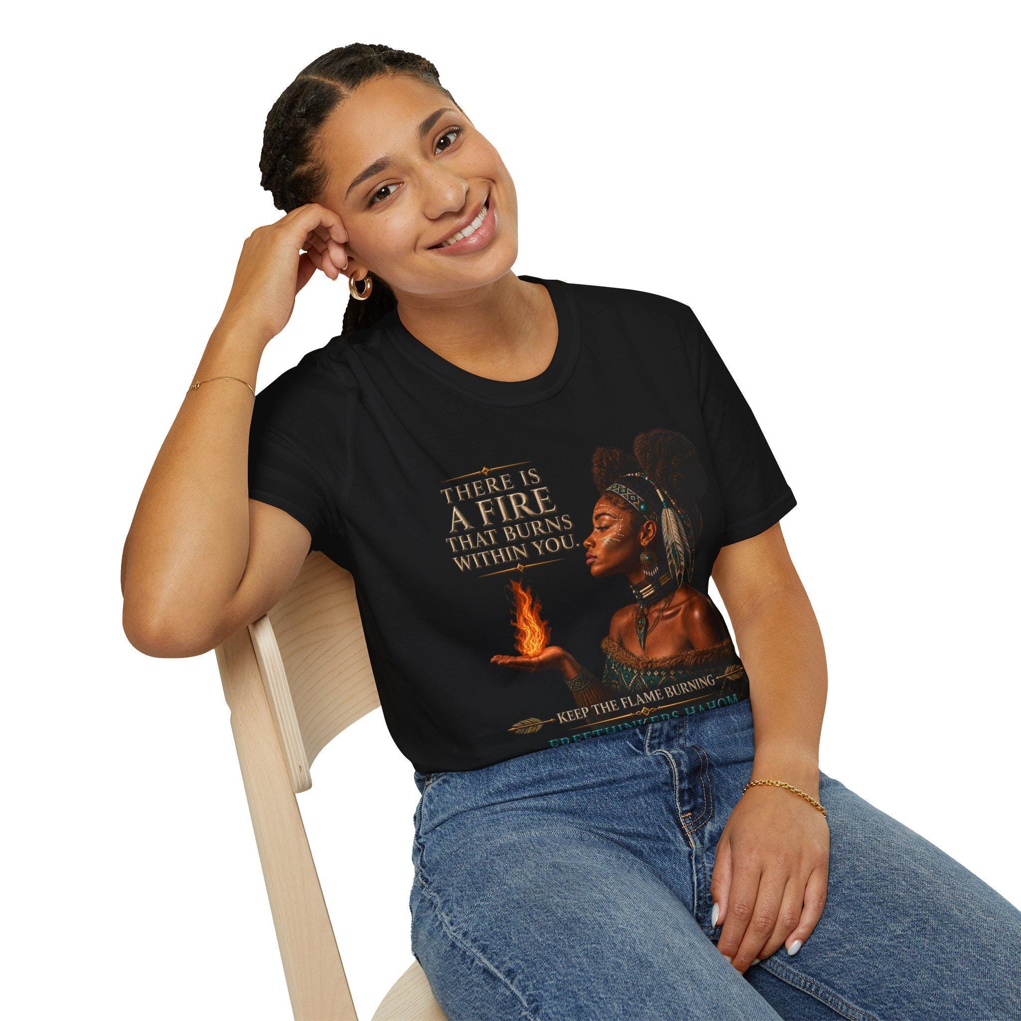 There Is A Fire That Burns Within You T-Shirt | Indigenous Woman Portrait, Inspirational Quote, view 17