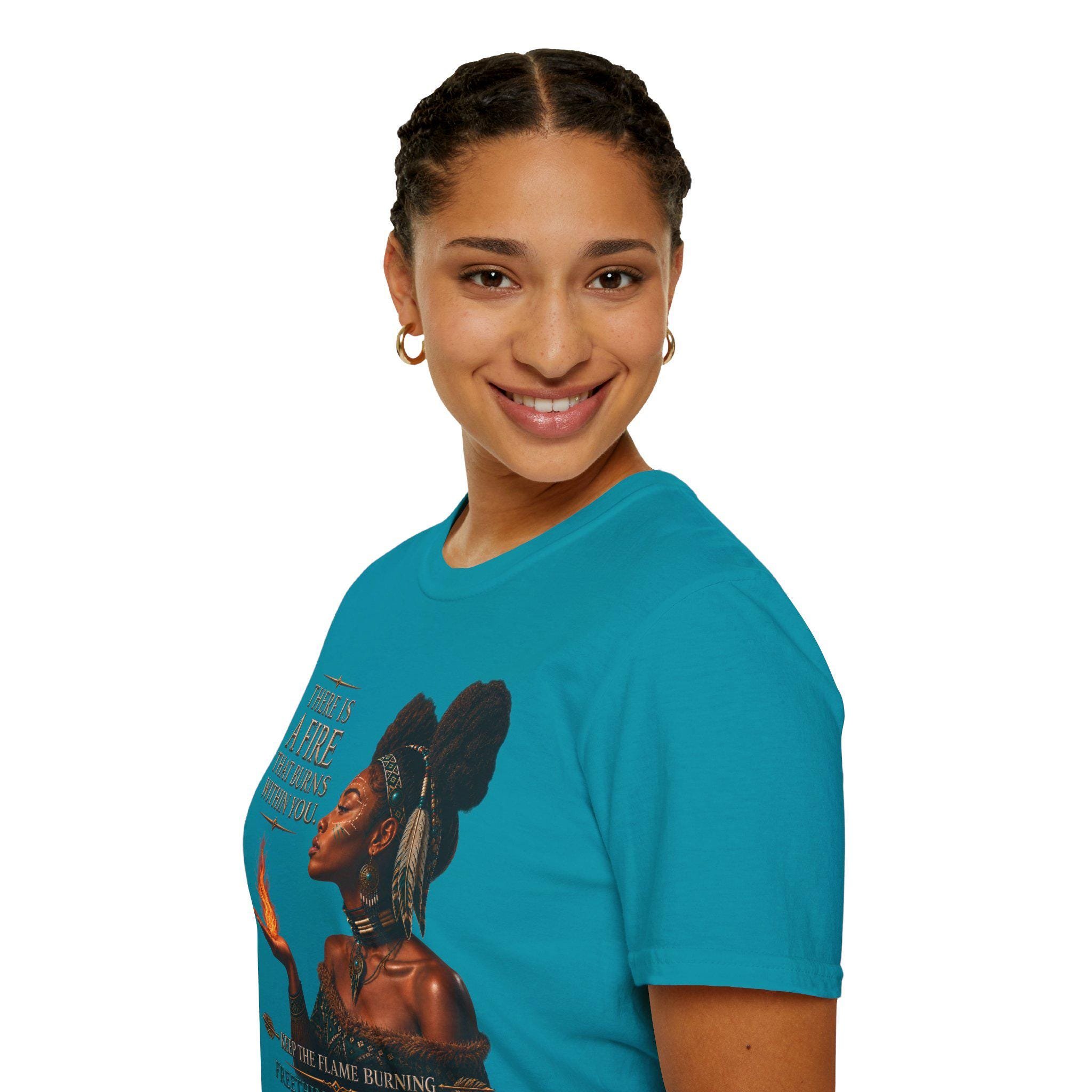 There Is A Fire That Burns Within You T-Shirt | Indigenous Woman Portrait, Inspirational Quote, view 20