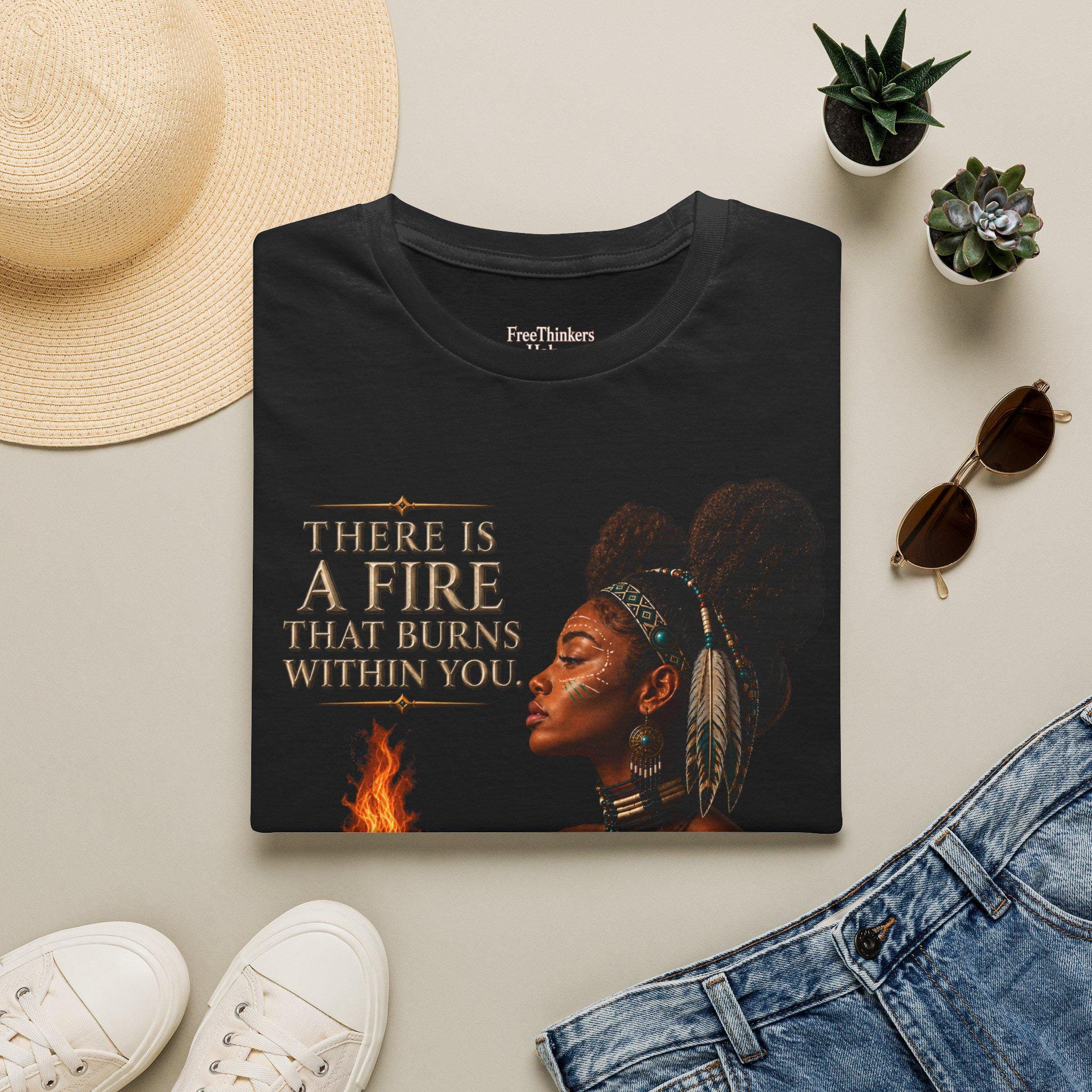 There Is A Fire That Burns Within You T-Shirt | Indigenous Woman Portrait, Inspirational Quote, view 8
