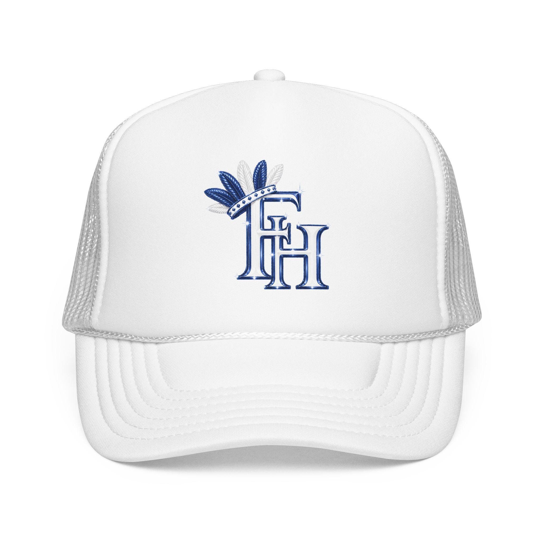 Feather Monogram Foam Trucker Hat DTF FH Logo, view 6