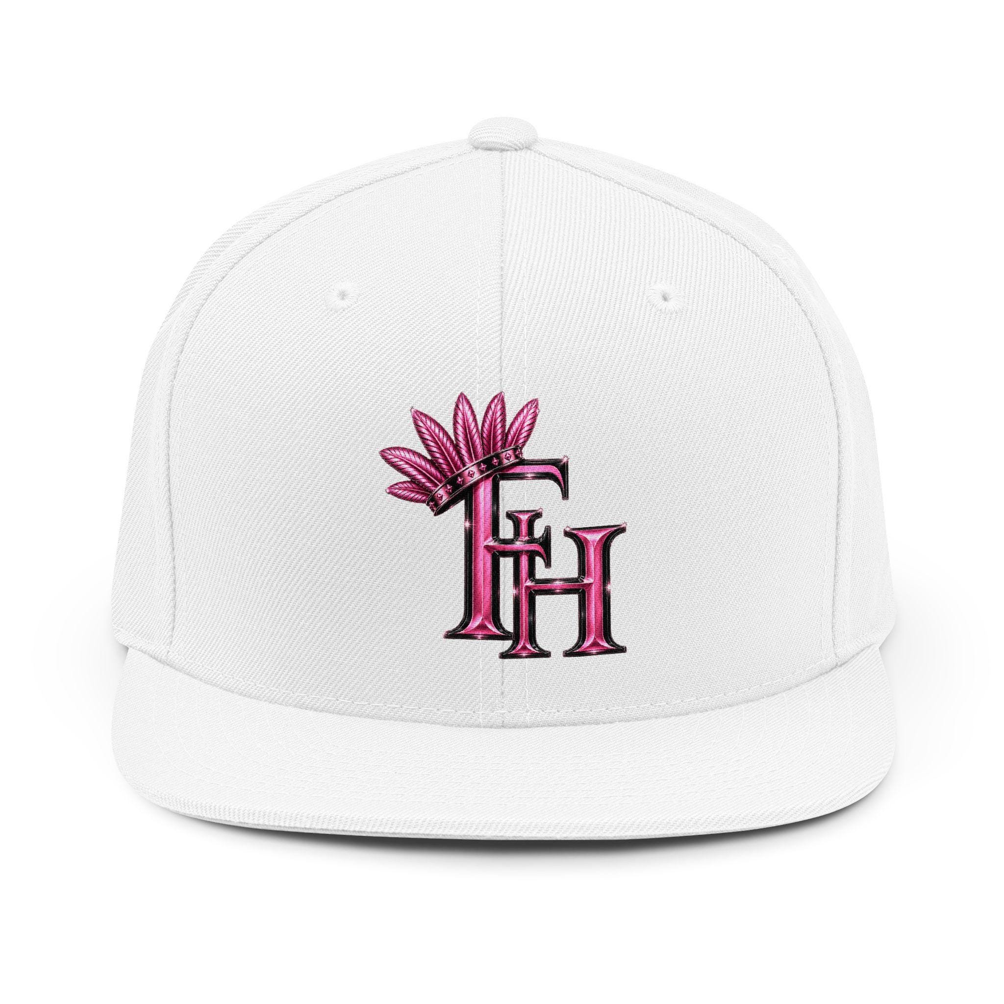 Pink Floral Freethinkers Hahom Initials FH Snapback Hat DTF Monogram Cap, view 2