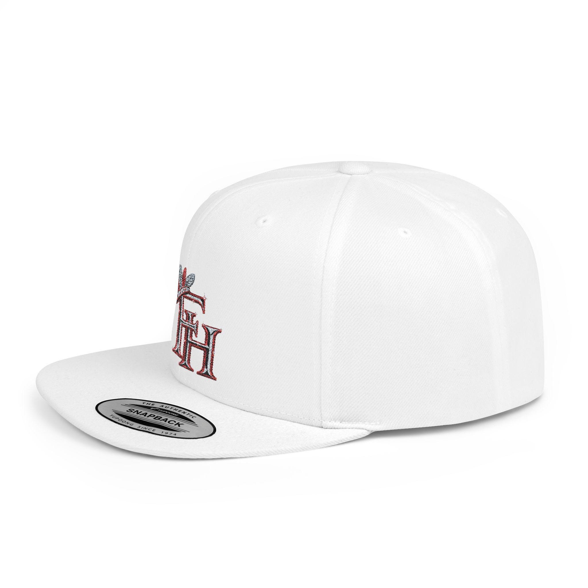 TH Monogram with Feathers Flat Bill Snapback | Embroidered Initial Cap, view 3