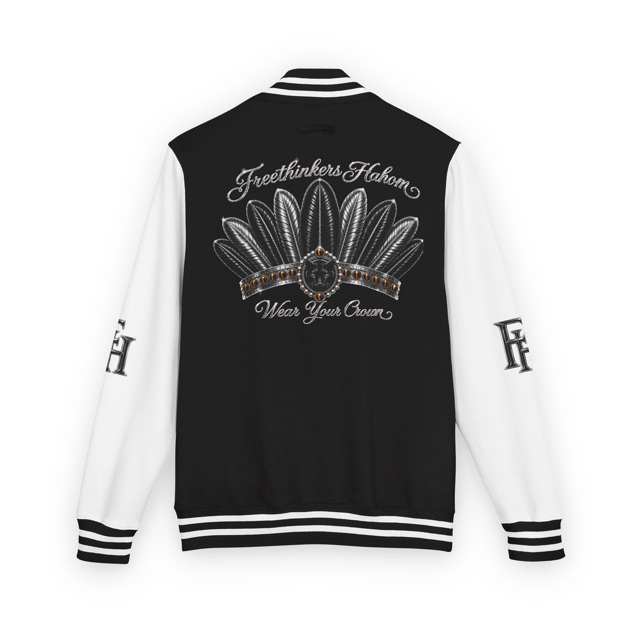 Feathered Headdress Letterman Jacket Varsity Coat with Embroidered Feathers, view 4