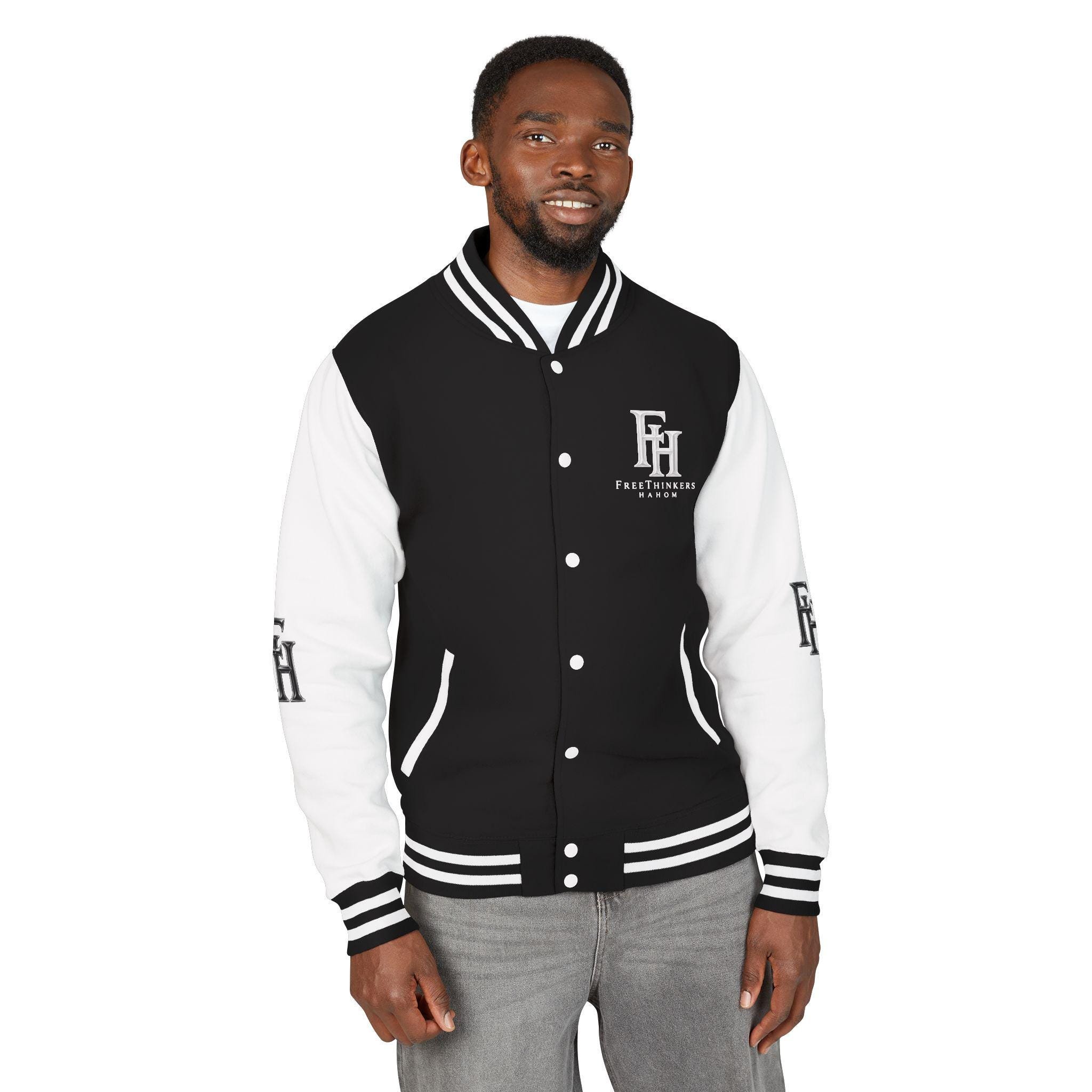 Feathered Headdress Letterman Jacket Varsity Coat with Embroidered Feathers, view 9