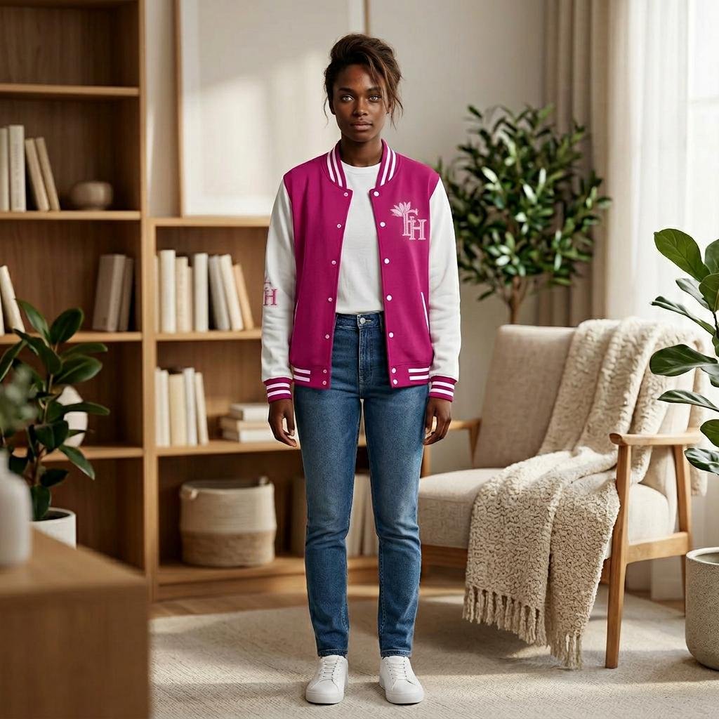 Feather Crown Letterman Jacket Varsity Bomber