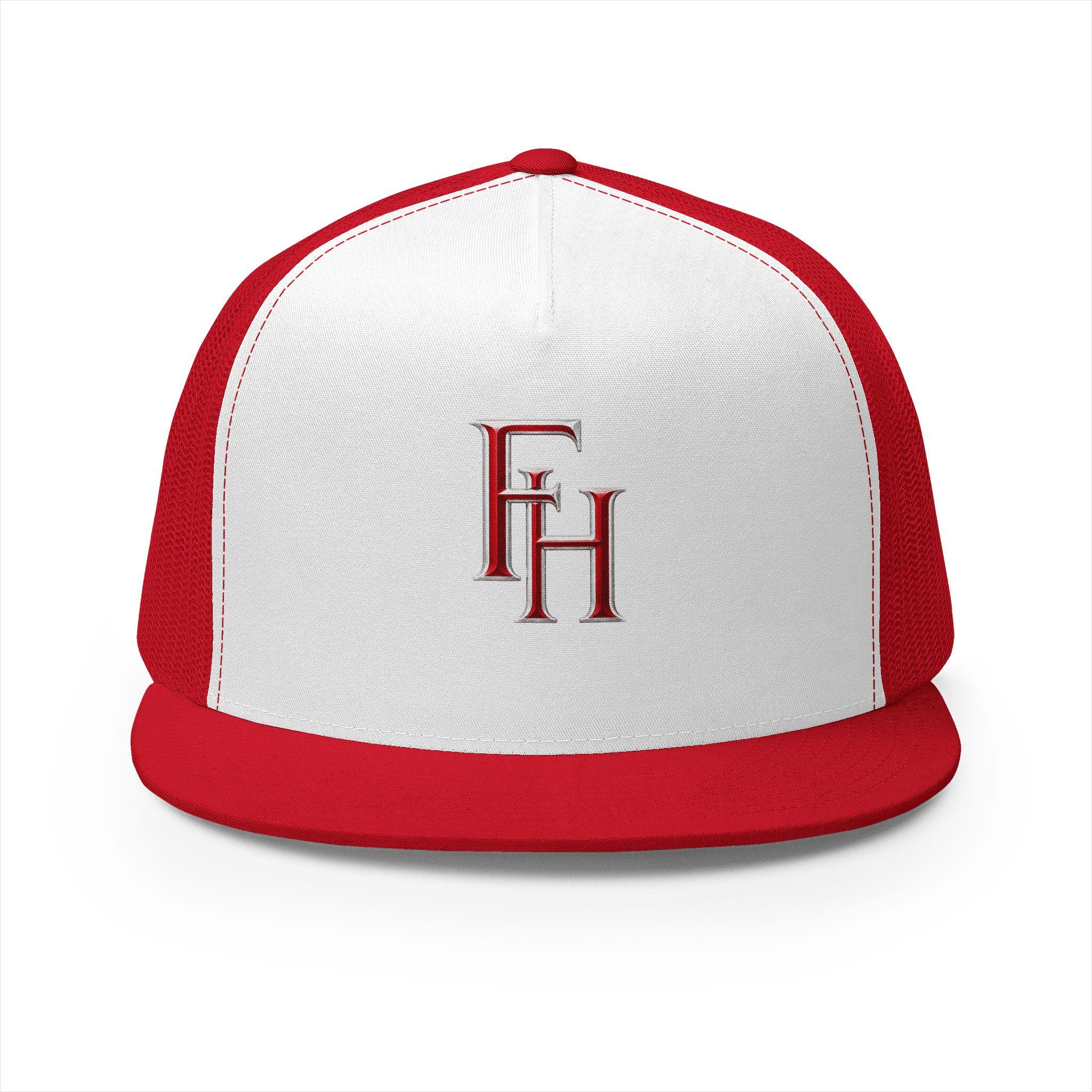 Freethinkers Hahom FH Monogram Trucker Cap DTF Initials Red & White, view 2