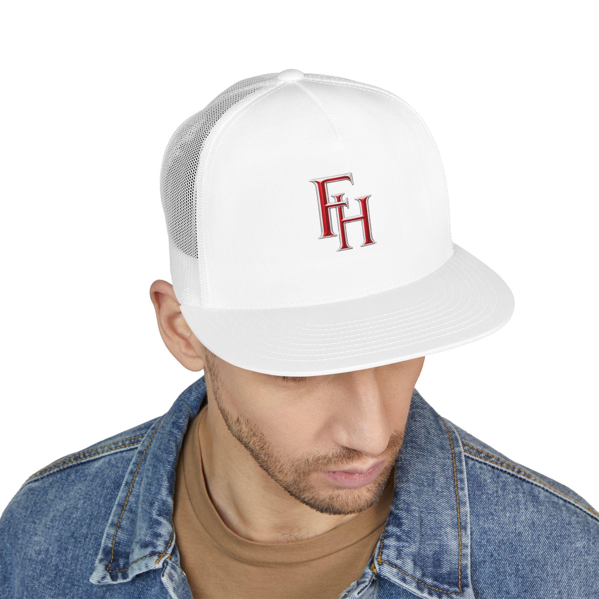 Freethinkers Hahom FH Monogram Trucker Cap DTF Initials Red & White, view 9
