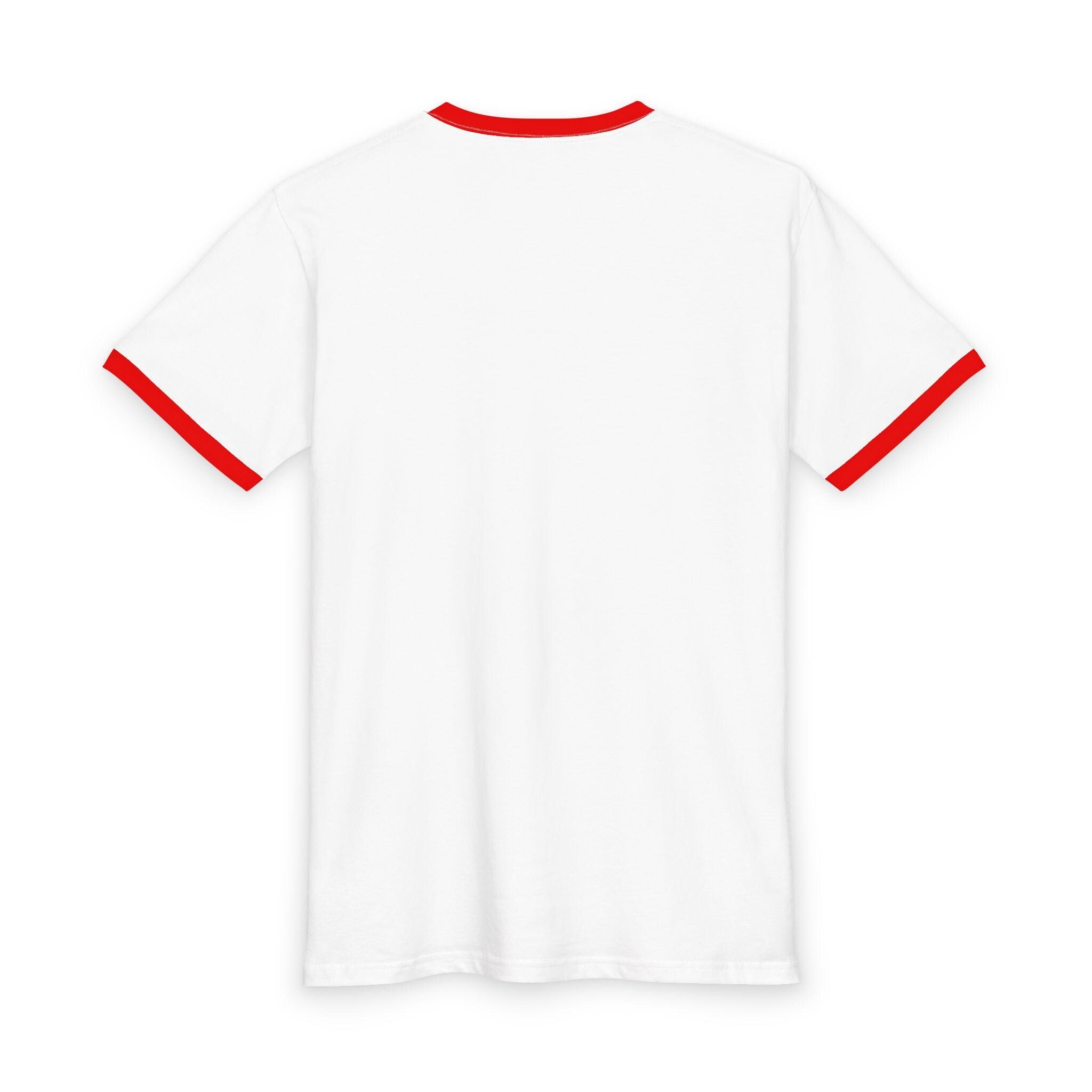 Freethinkers Hahom FH Monogram with Feathers T-Shirt Ringer Tee, Red White Design, view 2