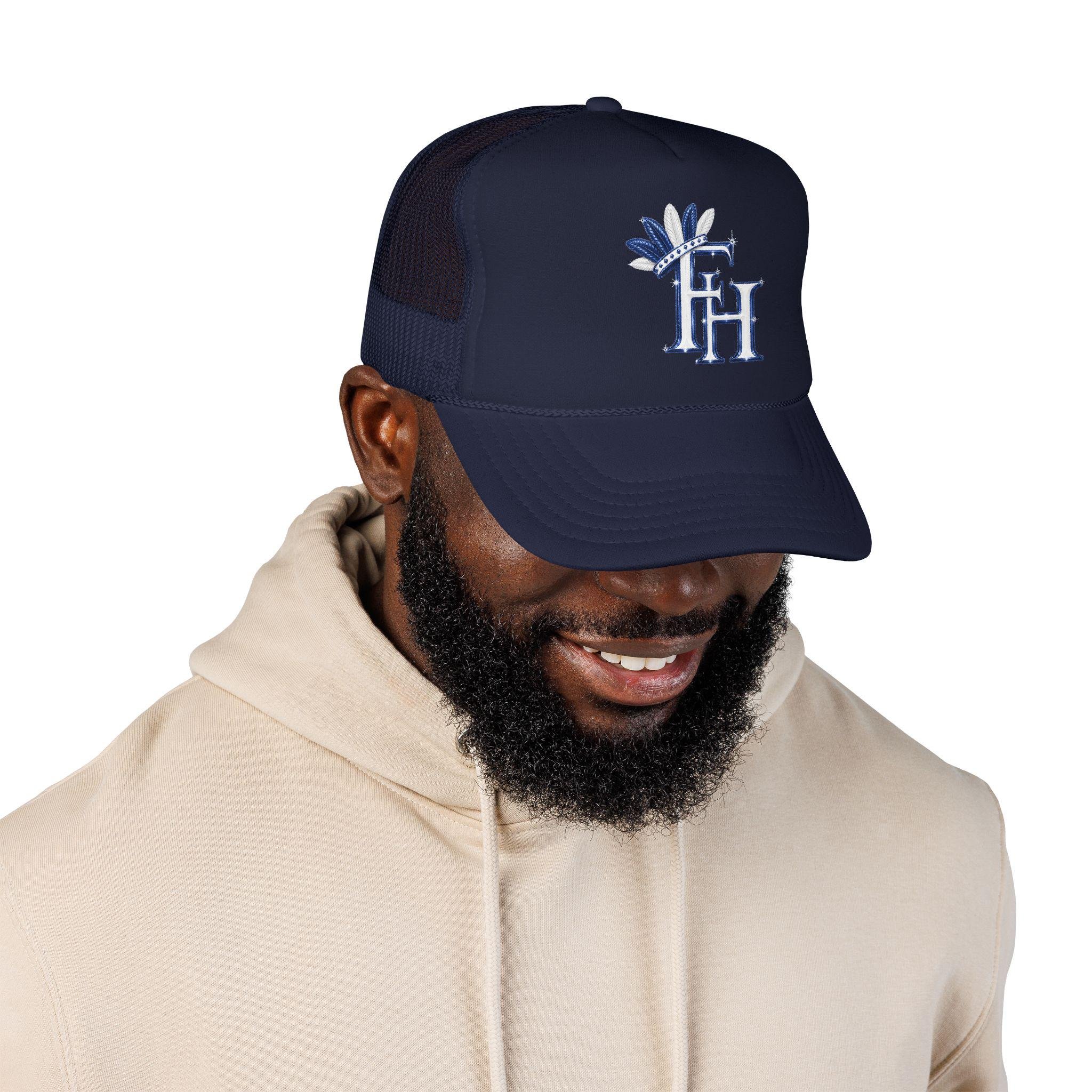 Sparkling Feather FH Logo Trucker Hat DTF Foam Cap, view 4