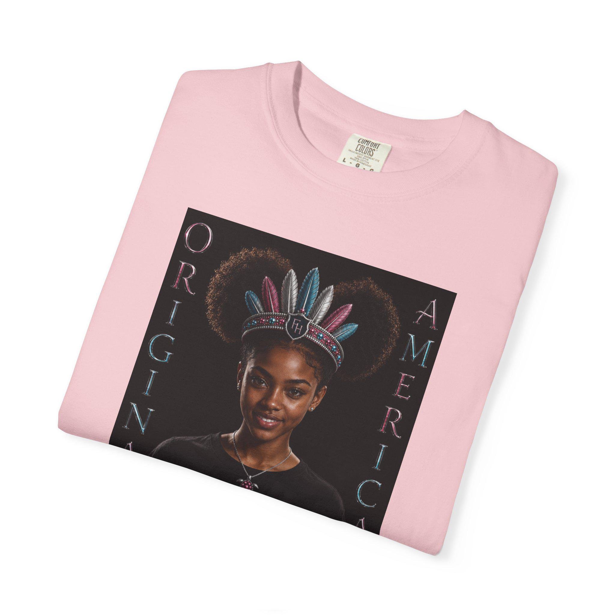Original American Portrait T-Shirt | Teen Girl with Feather Headdress, view 8