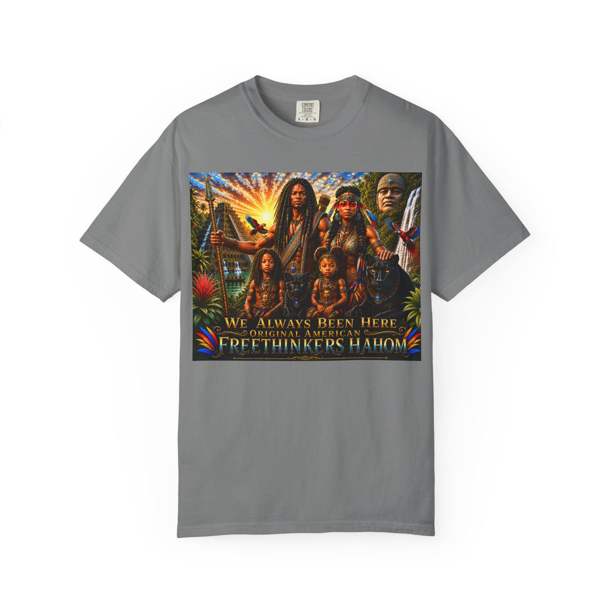 Freethinkers Hahom Illustration T-shirt Vintage Ancient American Family Scene, view 12