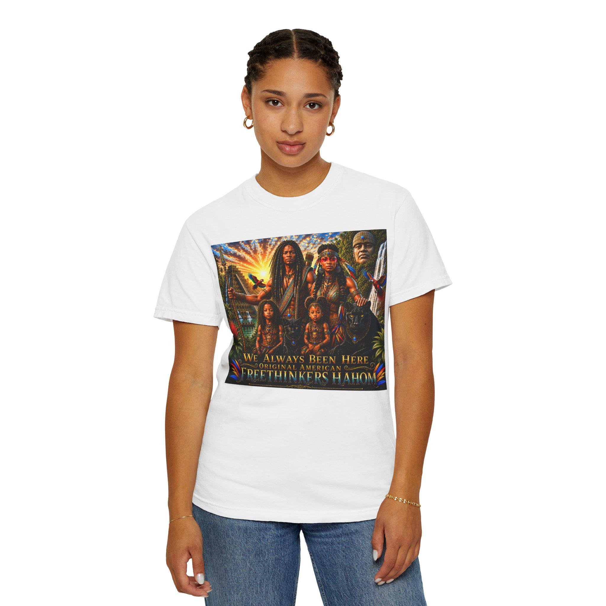 Freethinkers Hahom Illustration T-shirt Vintage Ancient American Family Scene, view 15
