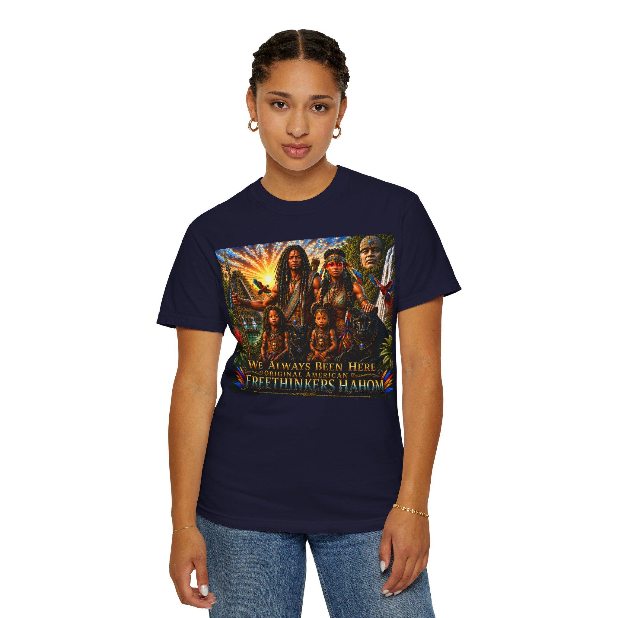 Freethinkers Hahom Illustration T-shirt Vintage Ancient American Family Scene, view 17