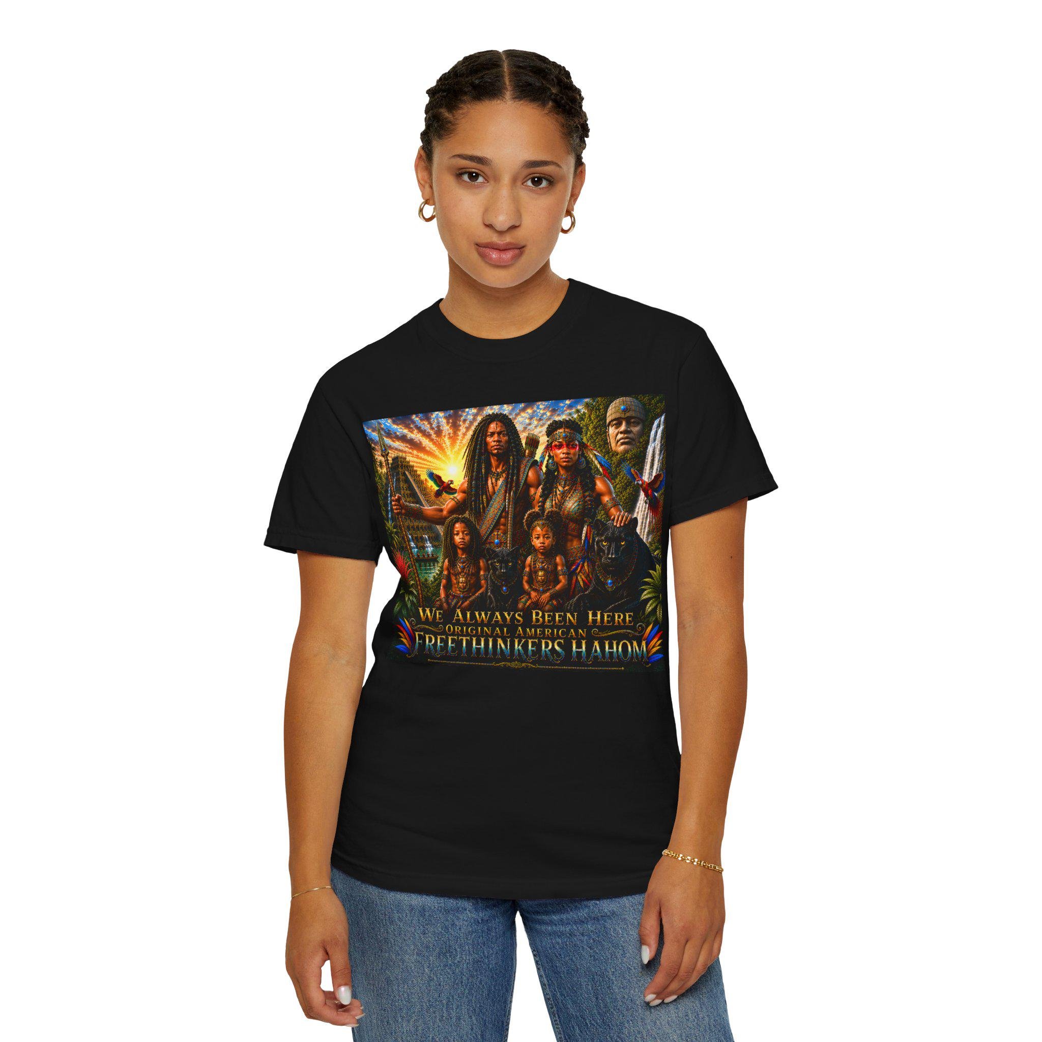 Freethinkers Hahom Illustration T-shirt Vintage Ancient American Family Scene, view 18