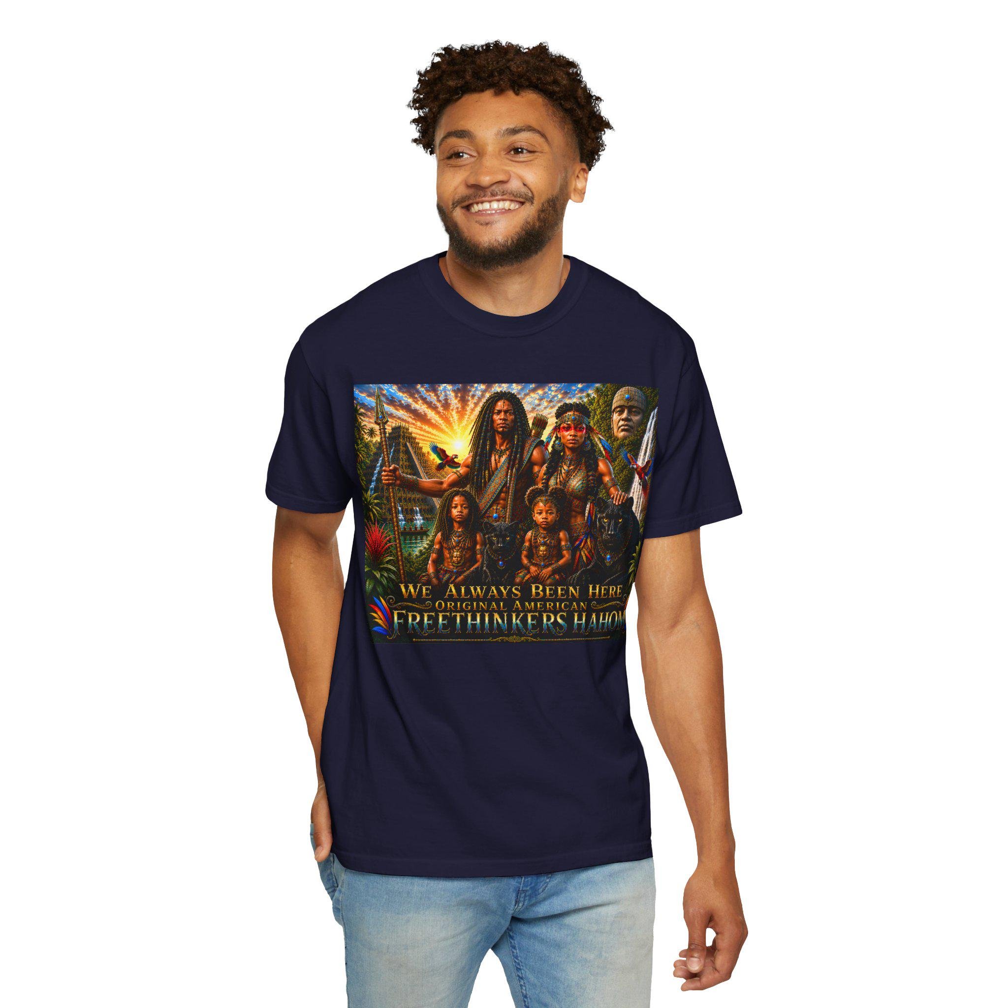 Freethinkers Hahom Illustration T-shirt Vintage Ancient American Family Scene, view 7