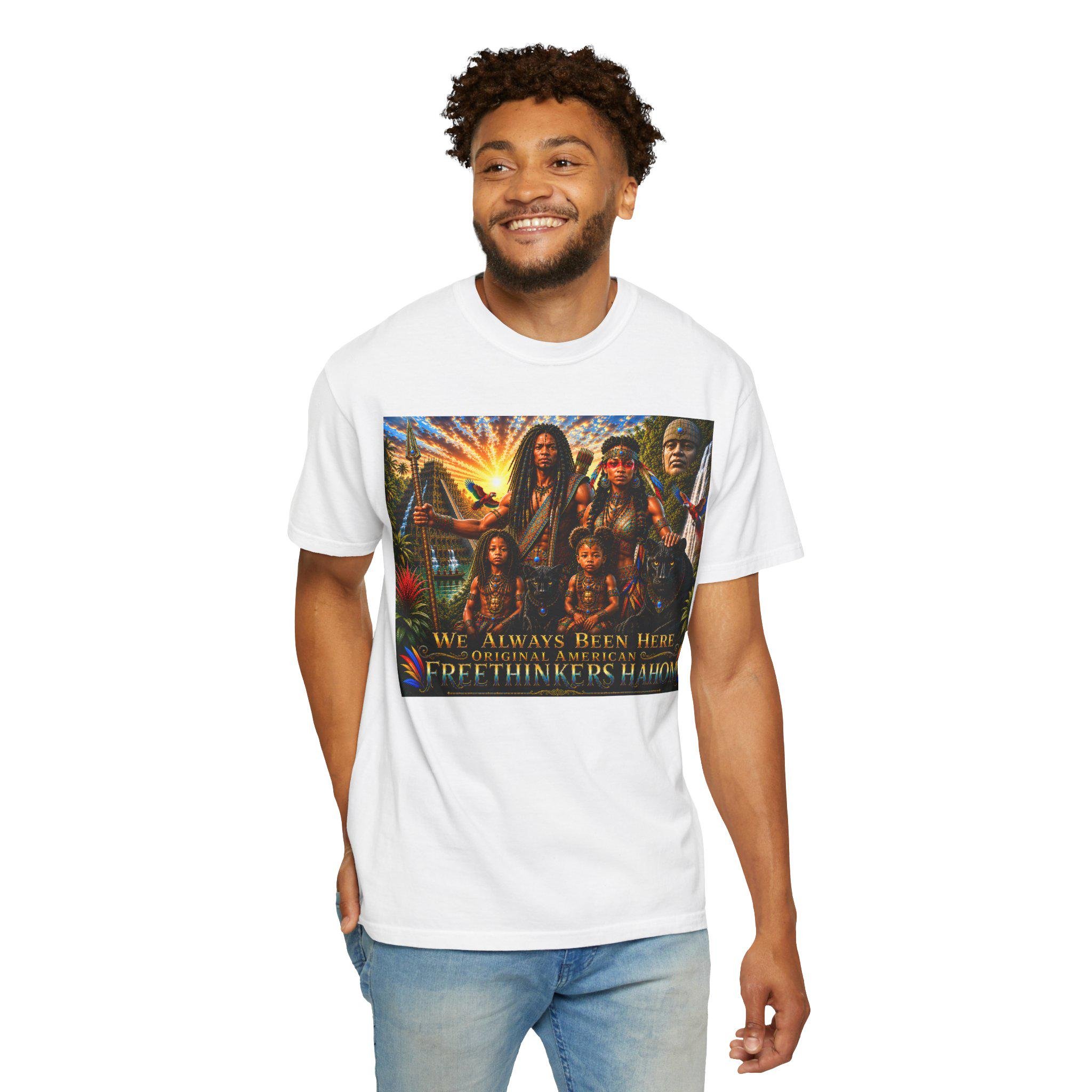 Freethinkers Hahom Illustration T-shirt Vintage Ancient American Family Scene, view 8