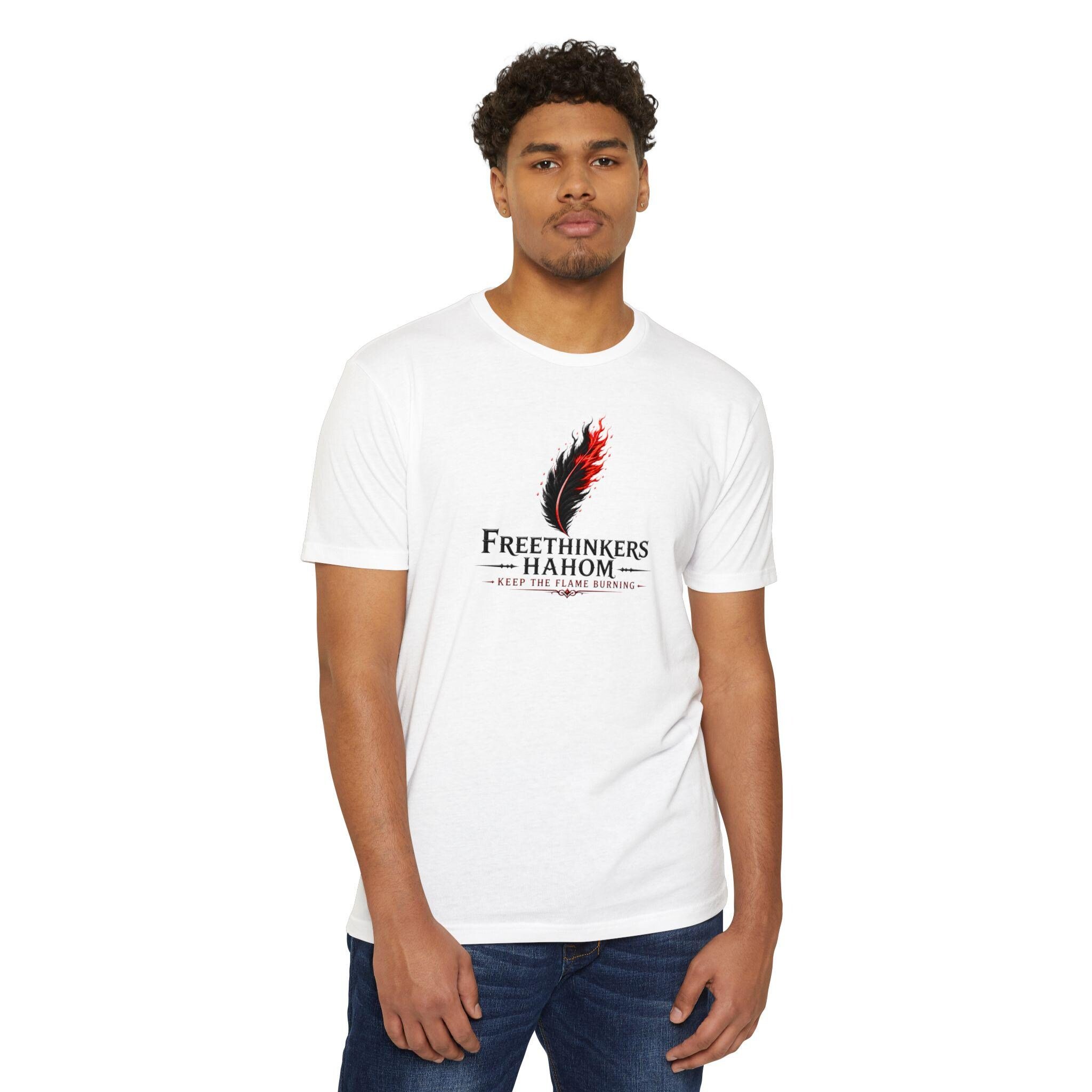 Freethinkers Hahom Flame Feather T-shirt | Philosophical Quote Tee