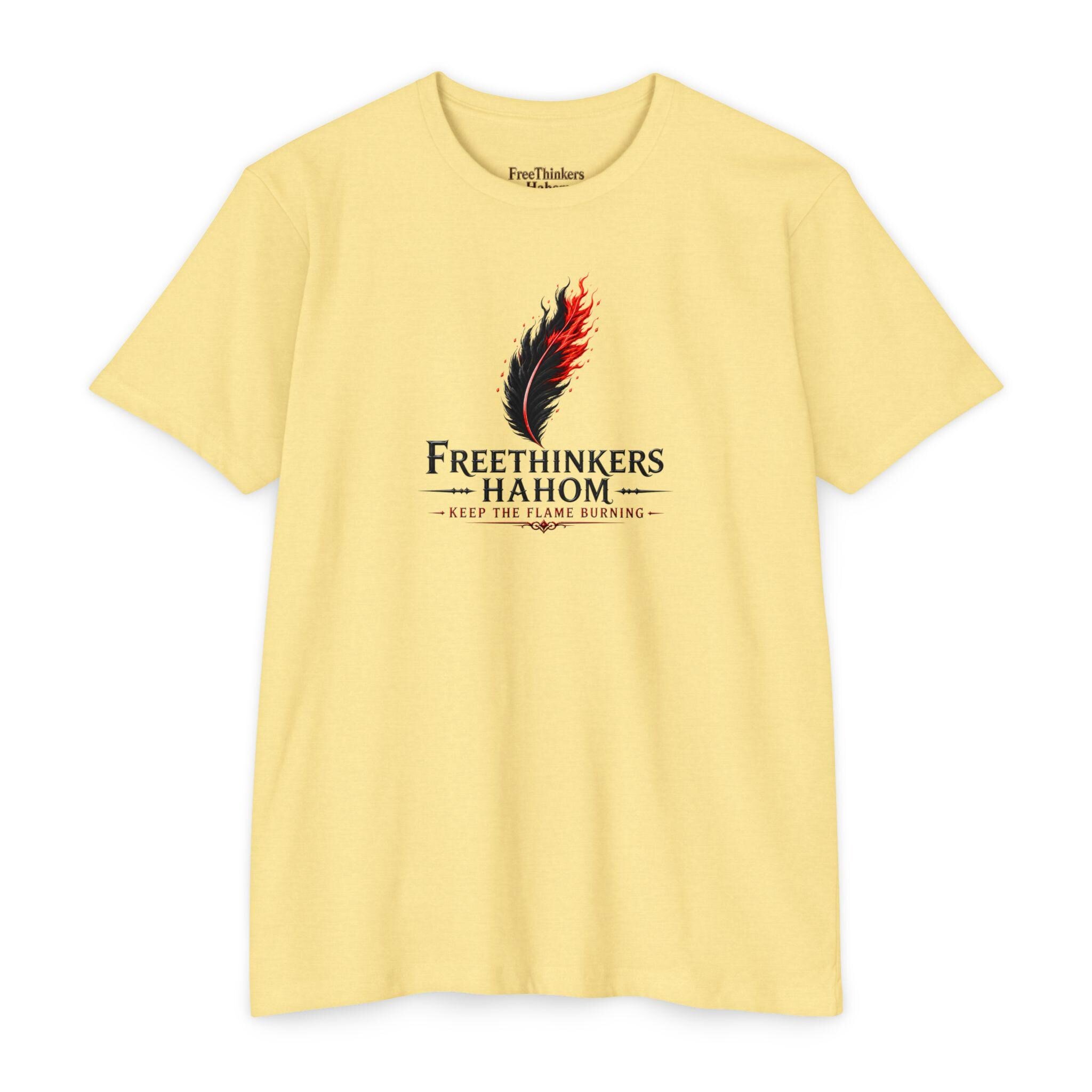 Freethinkers Hahom Flame Feather T-shirt | Philosophical Quote Tee, view 2