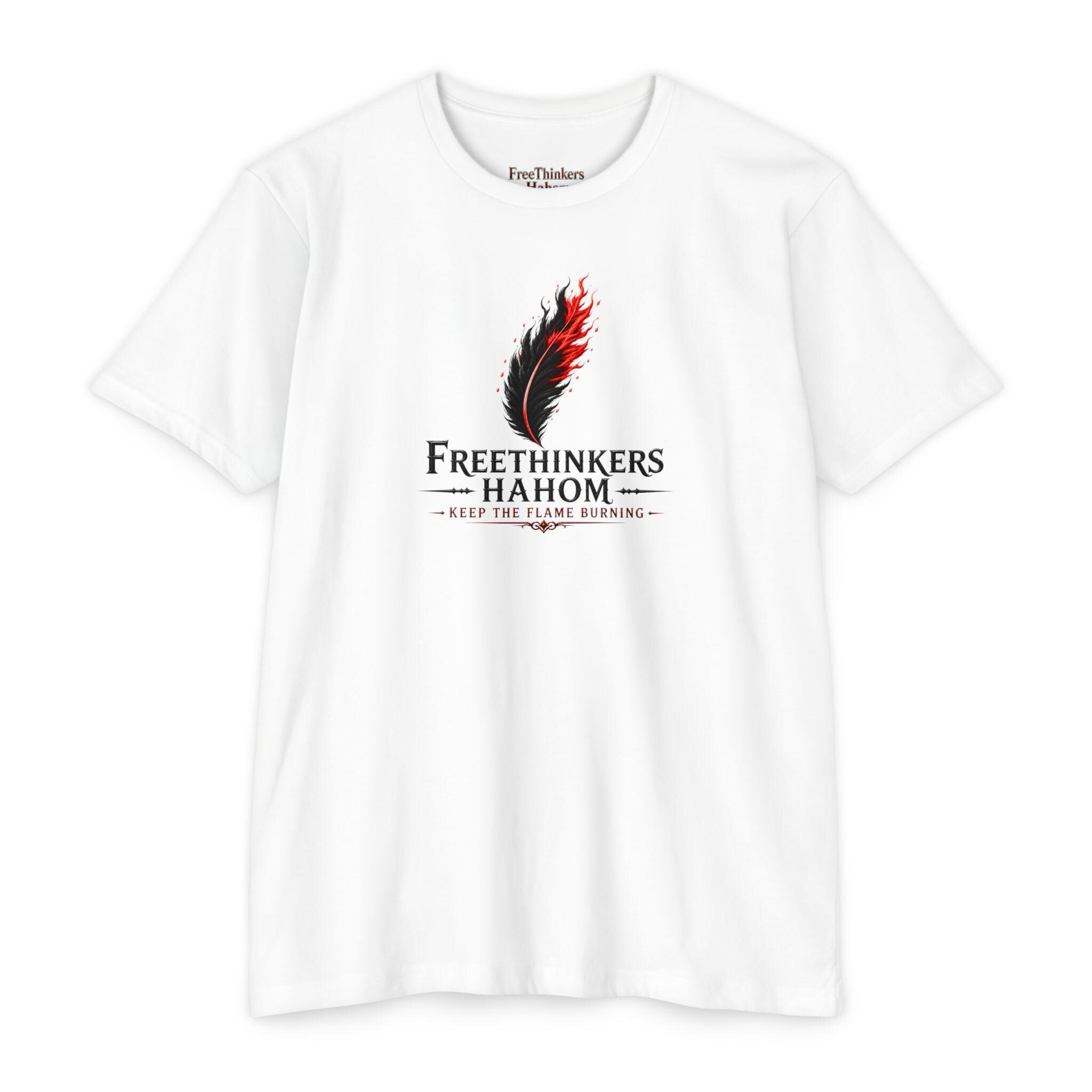 Freethinkers Hahom Flame Feather T-shirt | Philosophical Quote Tee, view 3