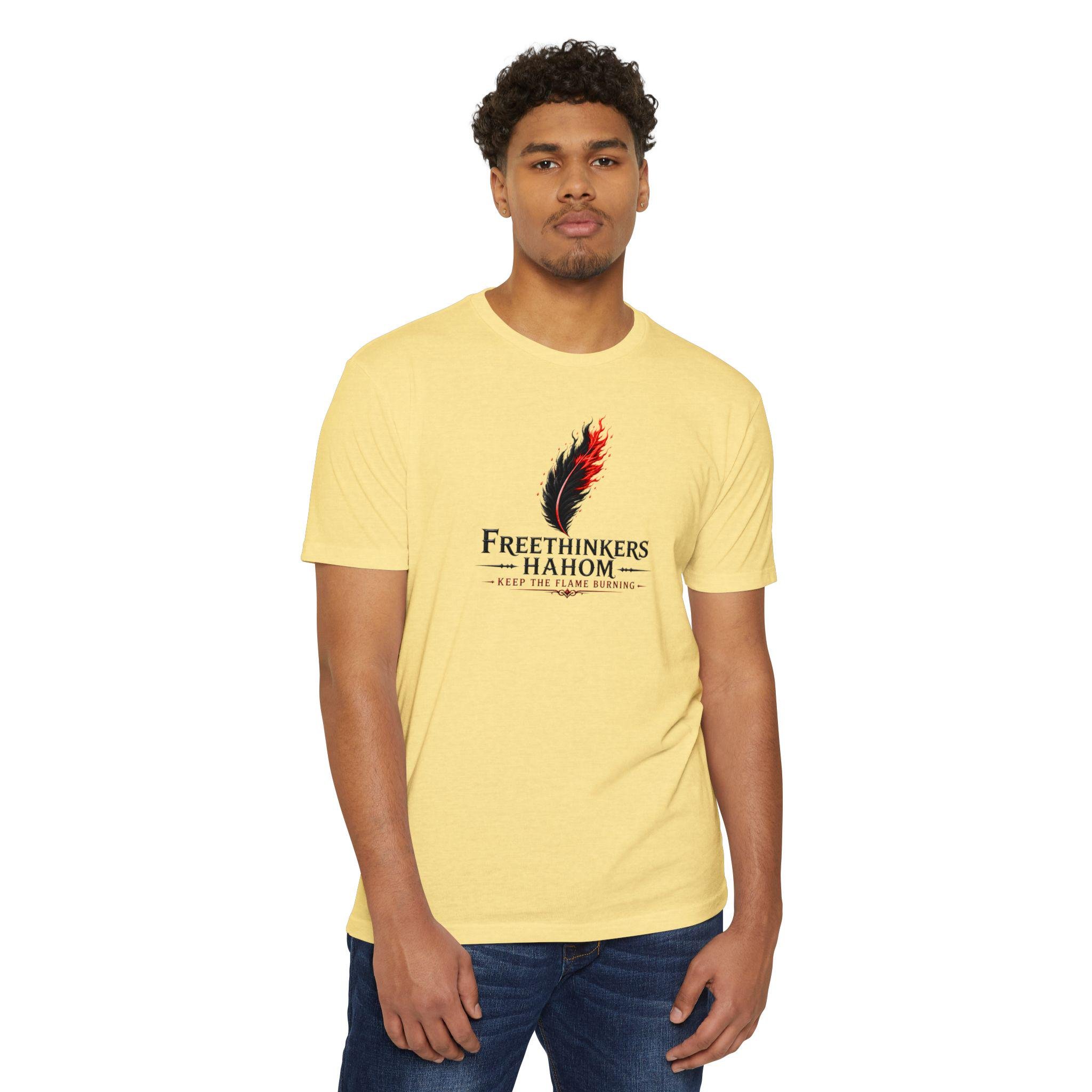 Freethinkers Hahom Flame Feather T-shirt | Philosophical Quote Tee, view 4