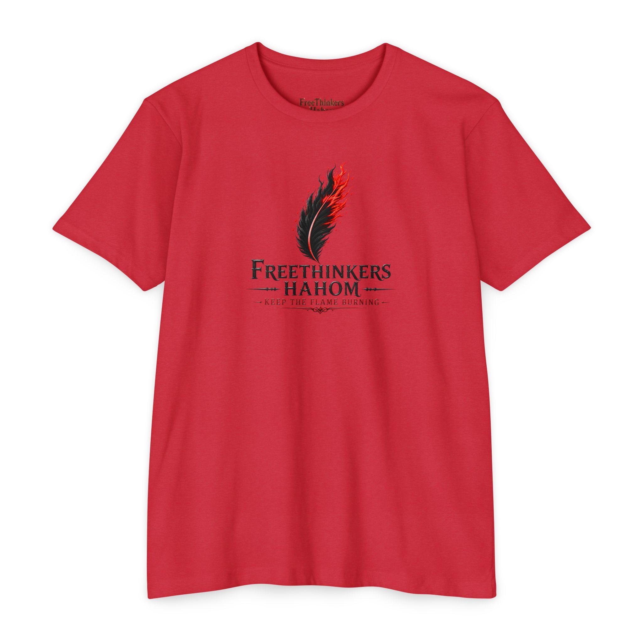 Freethinkers Hahom Flame Feather T-shirt | Philosophical Quote Tee, view 5