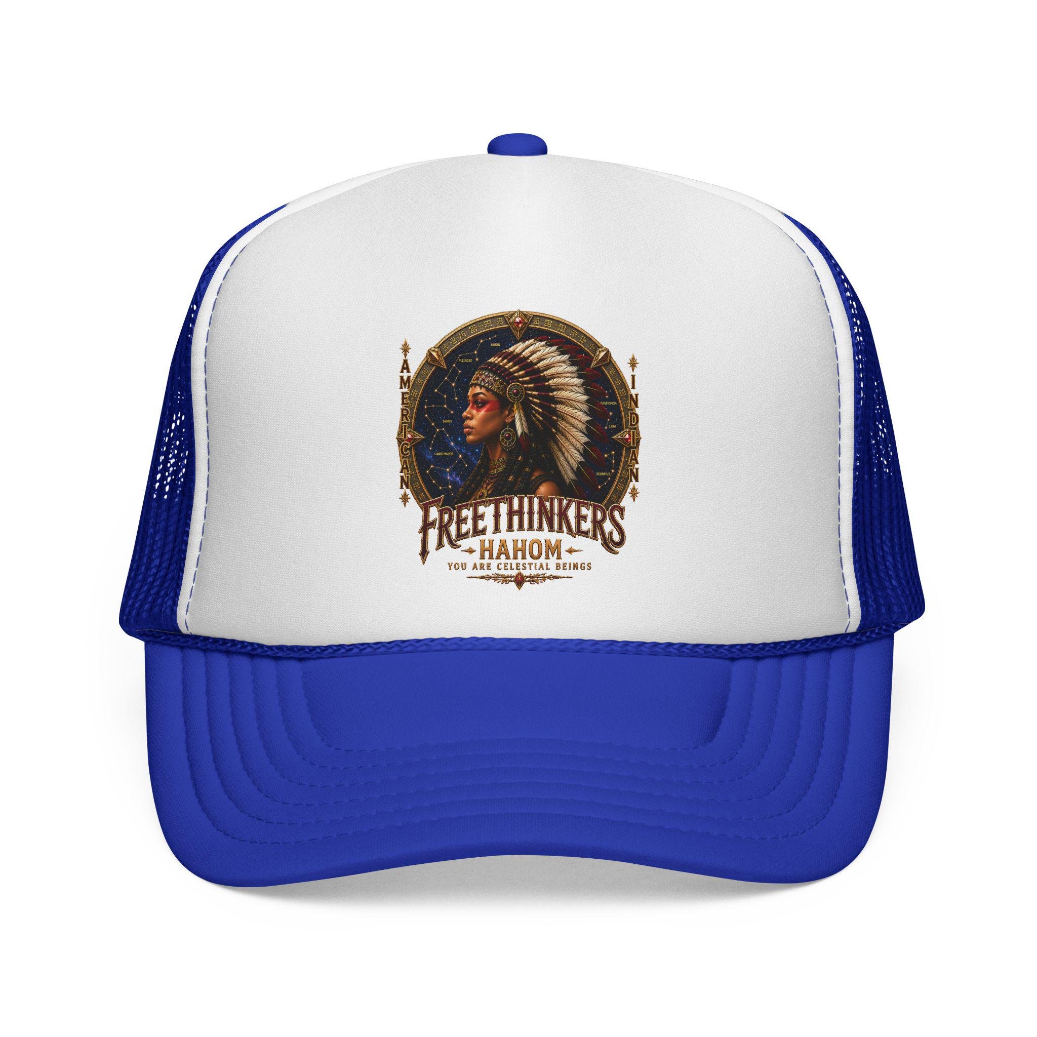 Native American Headdress Trucker Cap | Vintage Western Tribal Logo, view 3