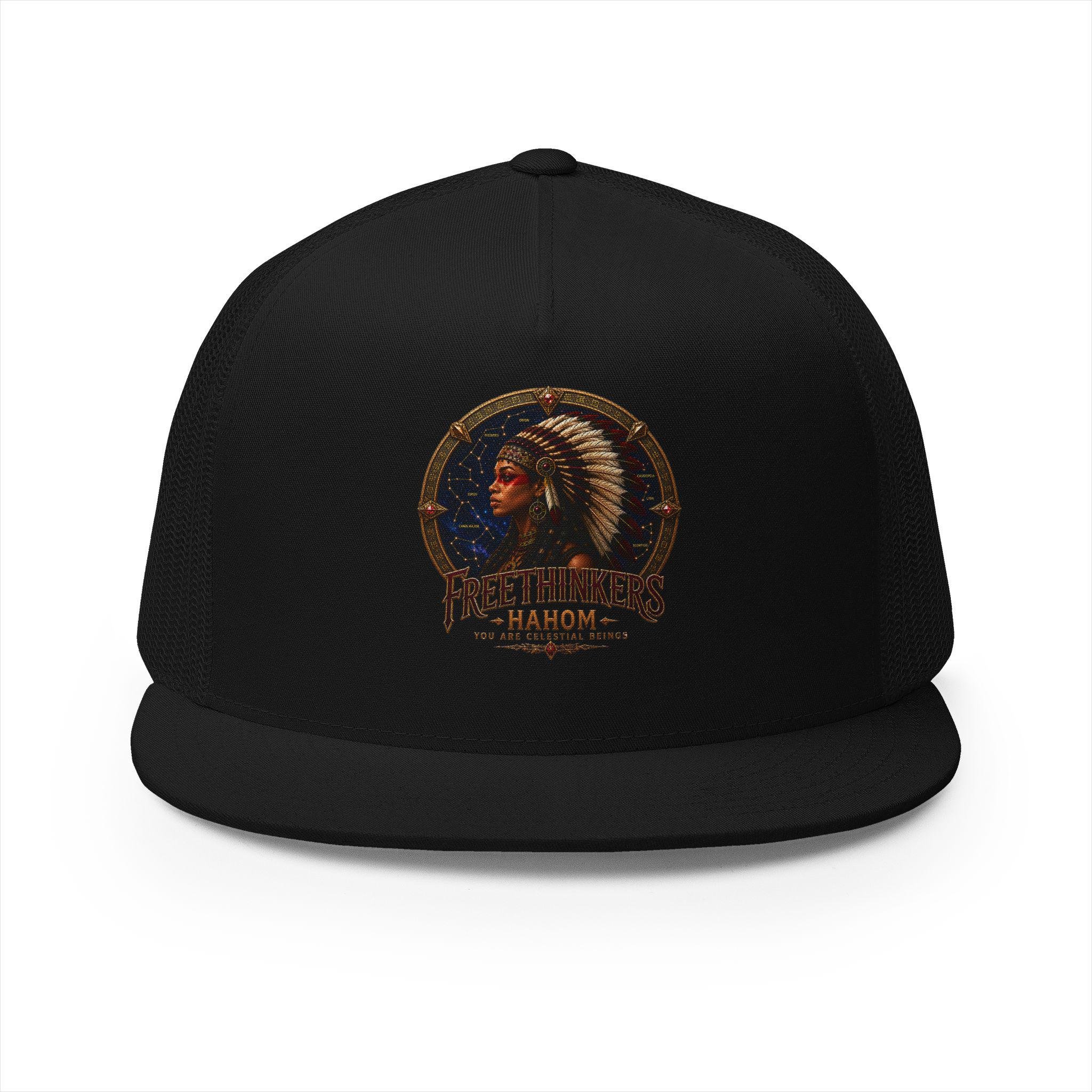 American Indian Chieftess Headdress Trucker Cap Vintage Indian Chief Graphic Hat, view 12
