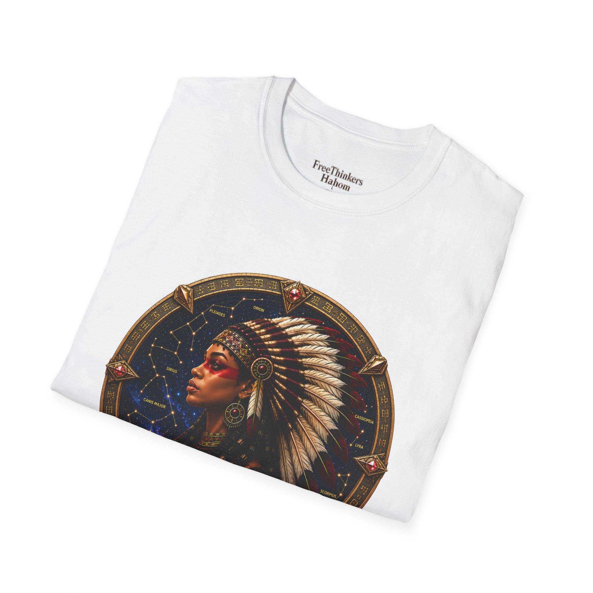American Indian Matriach Headdress T-Shirt Tribal Portrait Tee, view 13