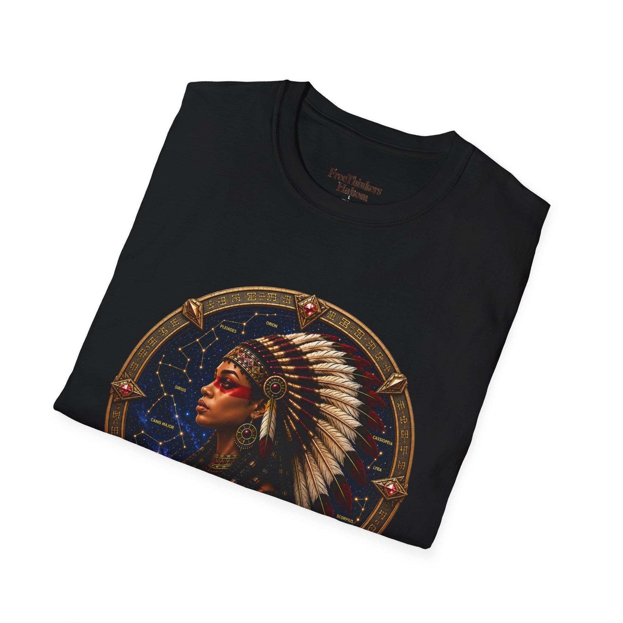 American Indian Matriach Headdress T-Shirt Tribal Portrait Tee, view 14