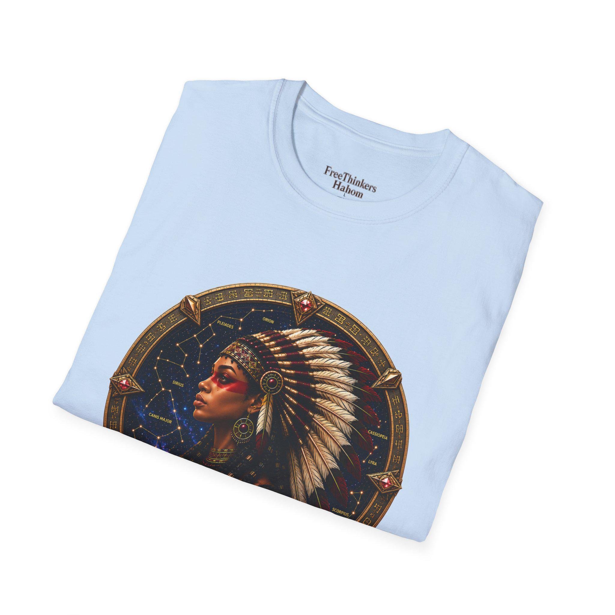 American Indian Matriach Headdress T-Shirt Tribal Portrait Tee, view 15