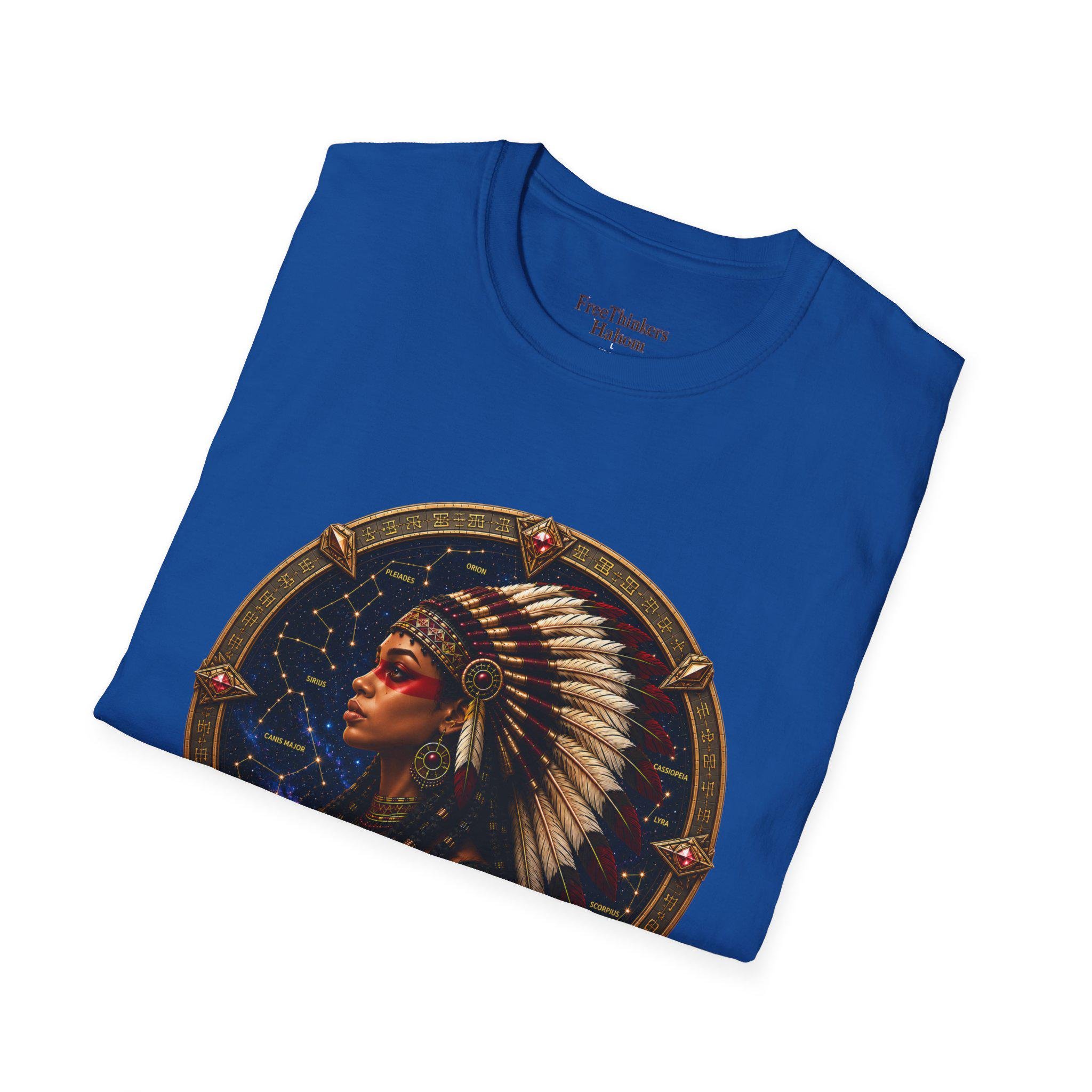 American Indian Matriach Headdress T-Shirt Tribal Portrait Tee, view 16